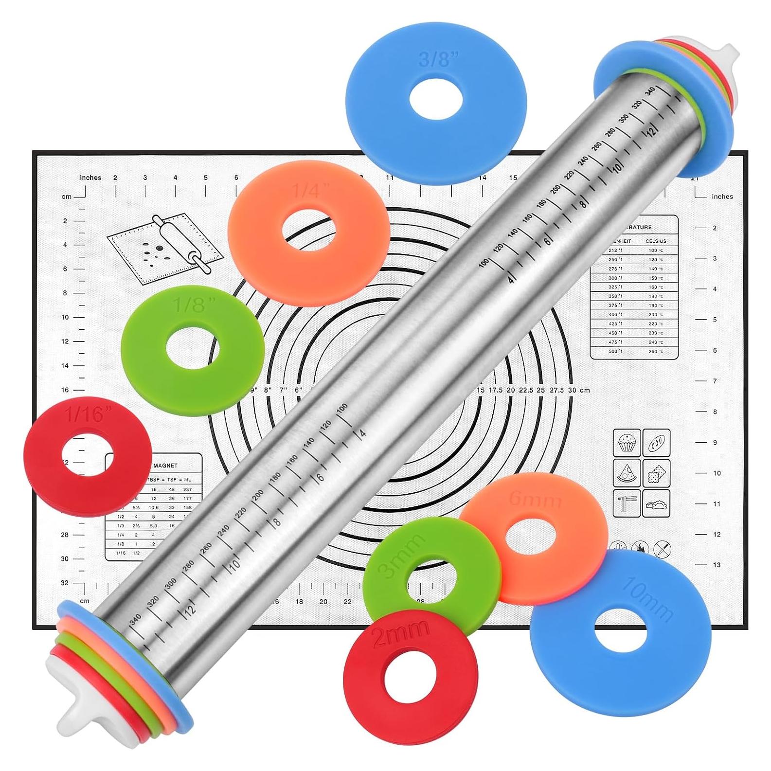 Rodillo Ajustable de Acero Inoxidable BIDFUL con Alfombrilla 60x40cm