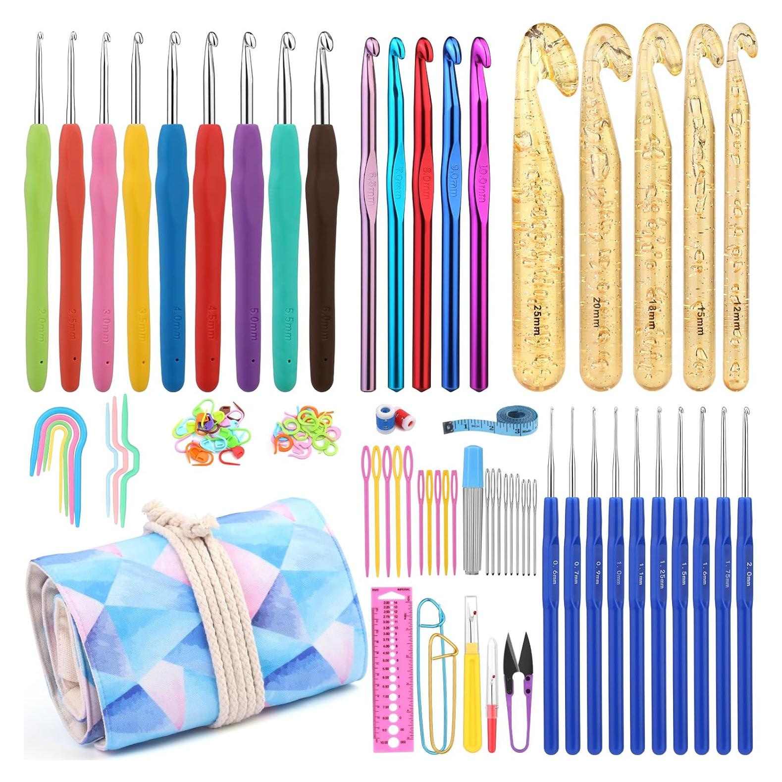 Juego de Ganchillos Ergonómico Zlulary 116 Piezas con Estuche