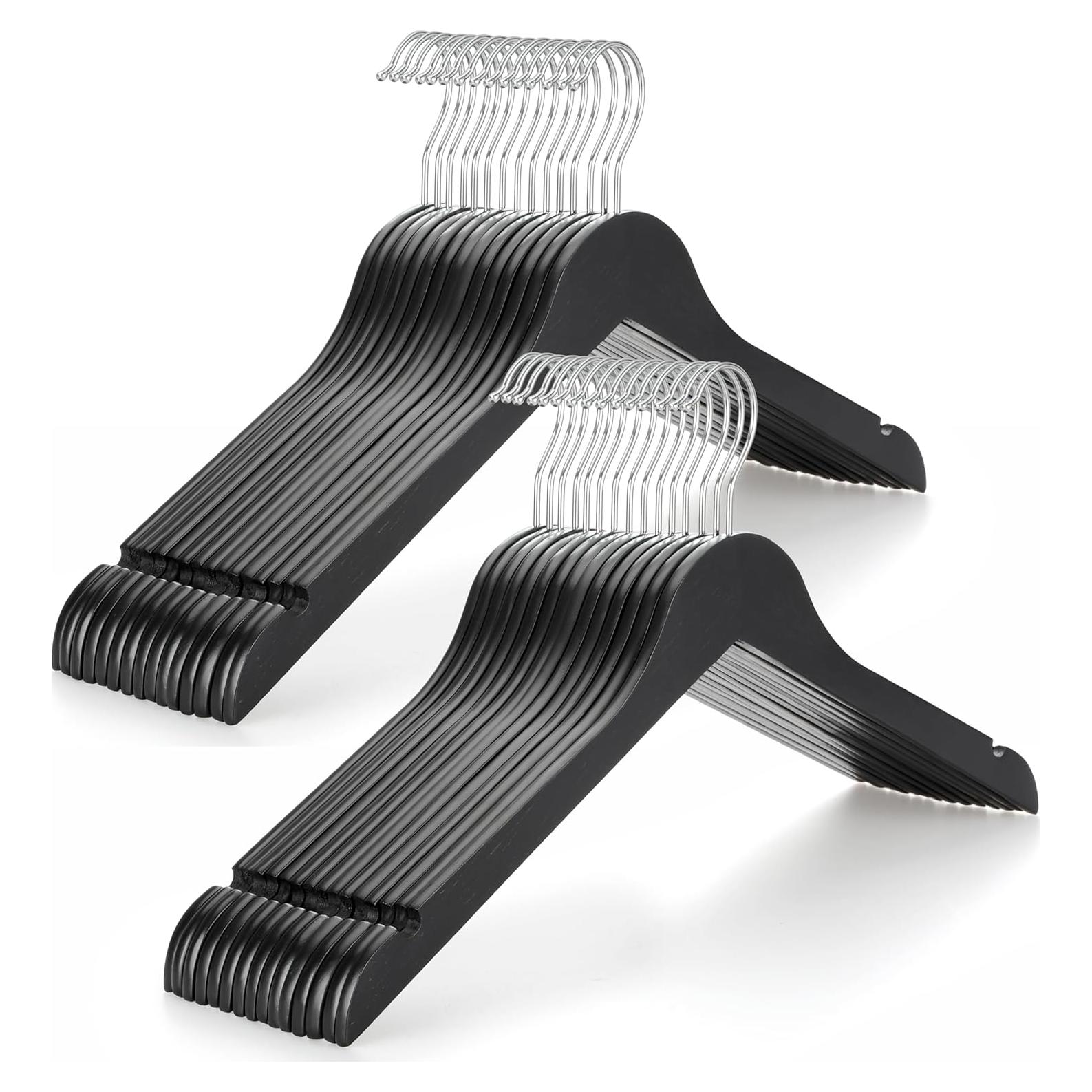 Perchas de Madera TOPIA HANGER 30 Pack, Antideslizantes y Duraderas