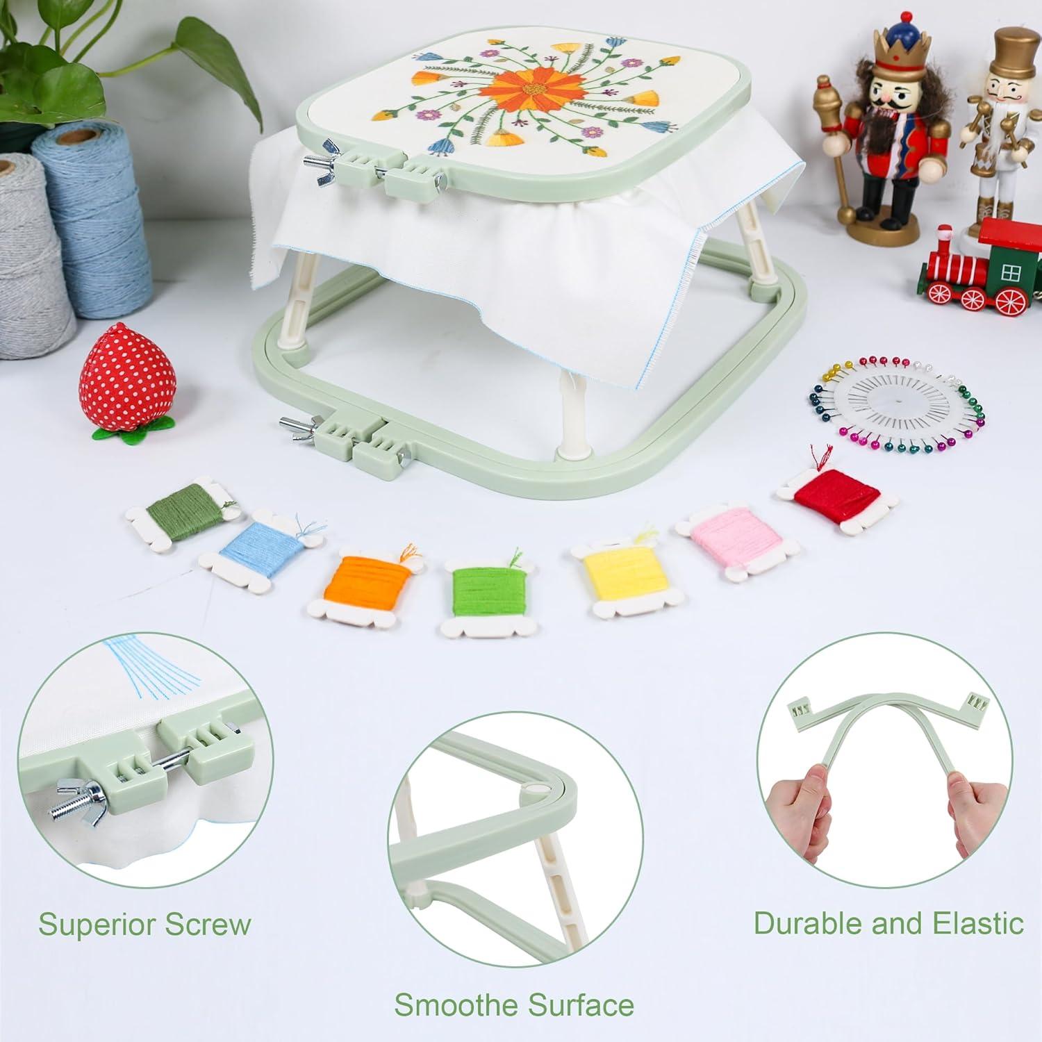 Soporte de Bordado Trapezoidal Guofa - 2 Aros Ajustables Verde