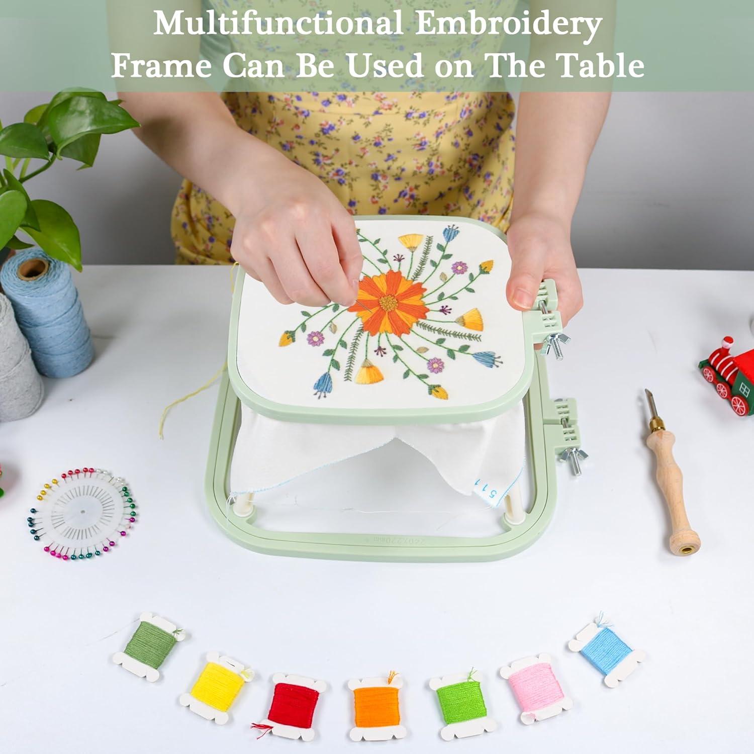 Soporte de Bordado Trapezoidal Guofa - 2 Aros Ajustables Verde