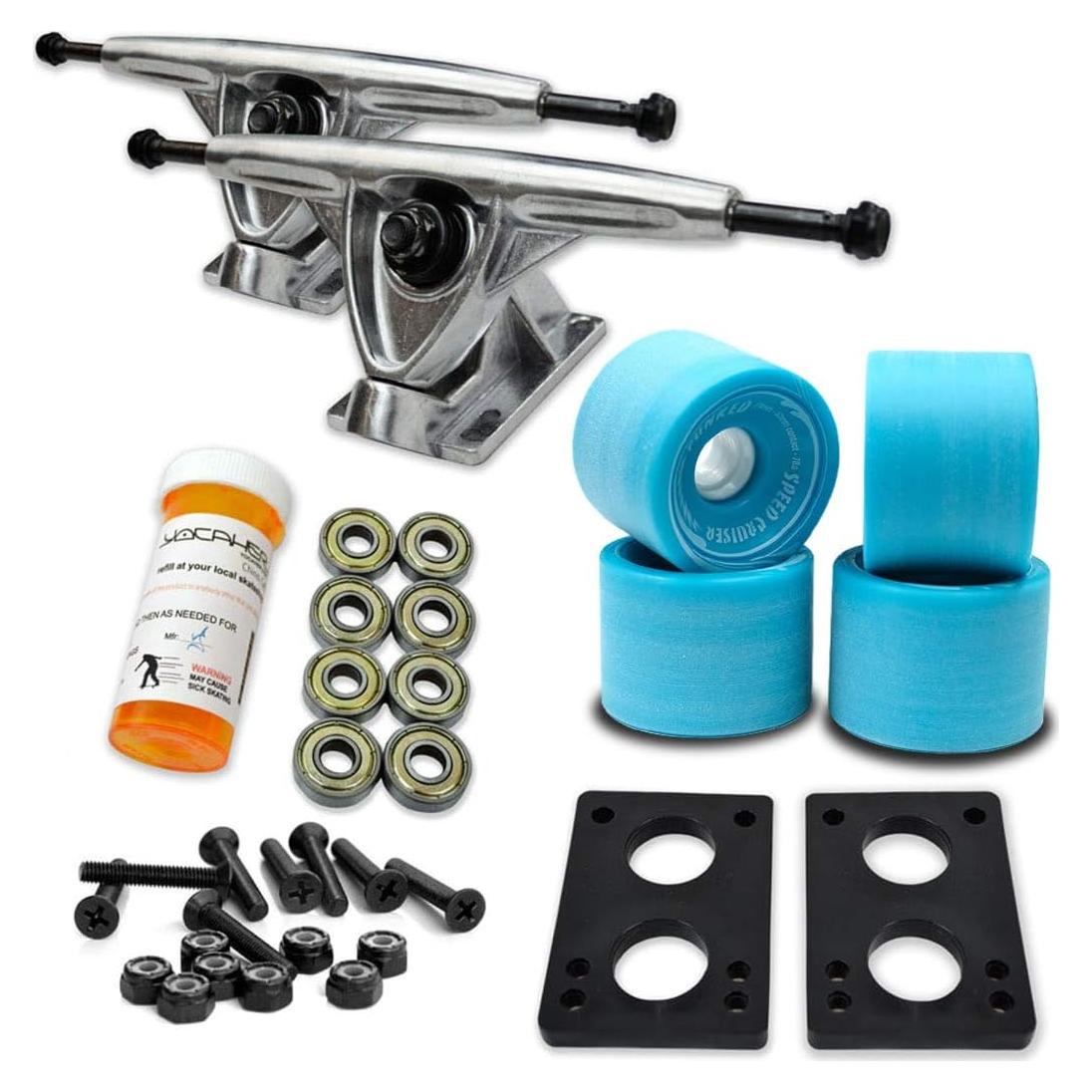 Conjunto Ruedas 71mm + Ejes Aluminio 180mm Yocaher Azul Bebé