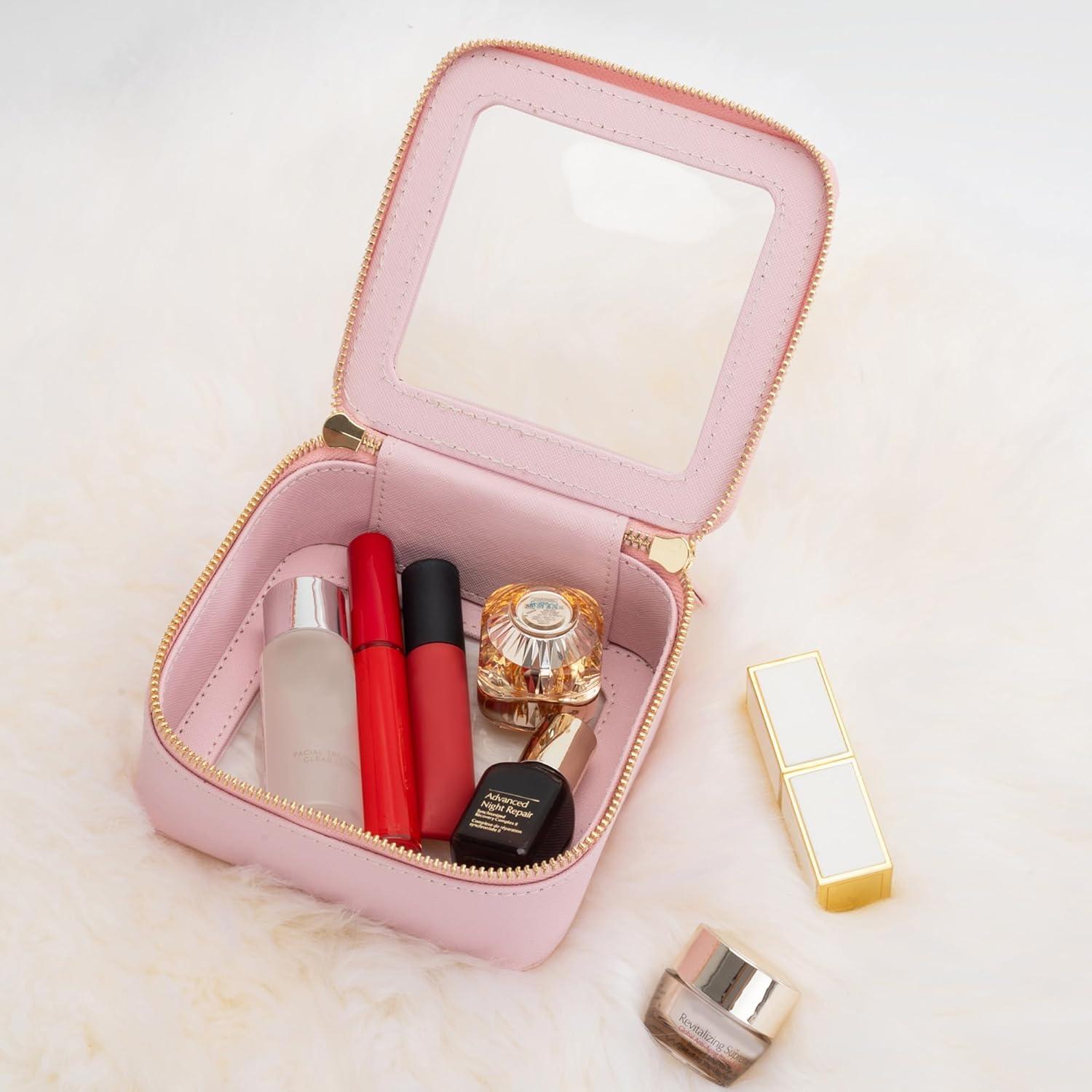 Estuche de Maquillaje Transparente Aveniee Mini Rosa 13x12x6cm