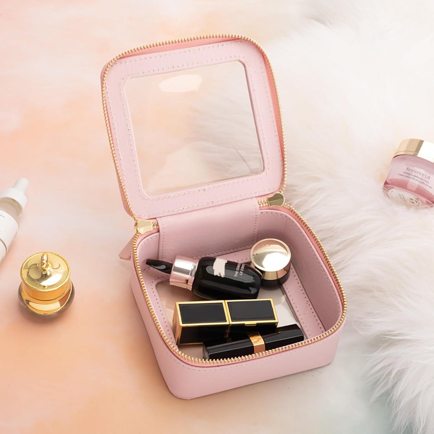 Estuche de Maquillaje Transparente Aveniee Mini Rosa 13x12x6cm