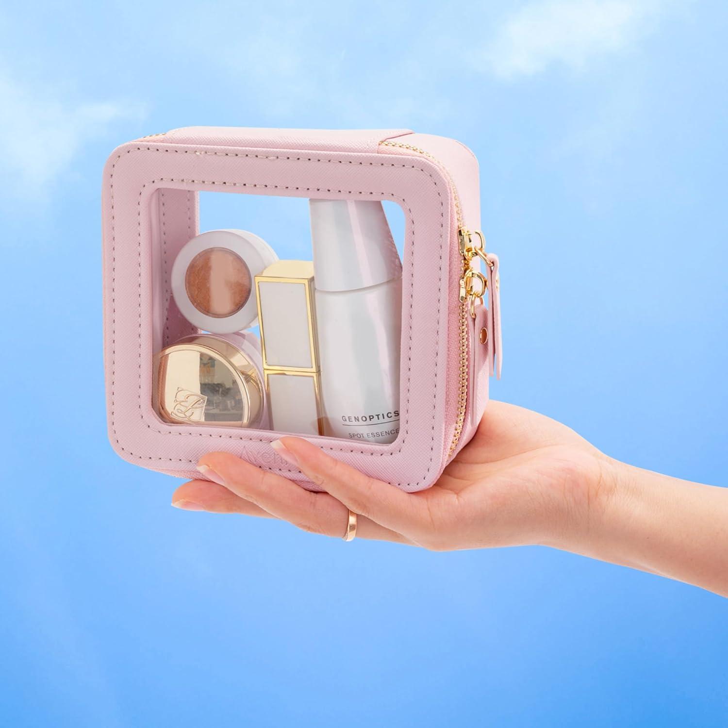 Estuche de Maquillaje Transparente Aveniee Mini Rosa 13x12x6cm