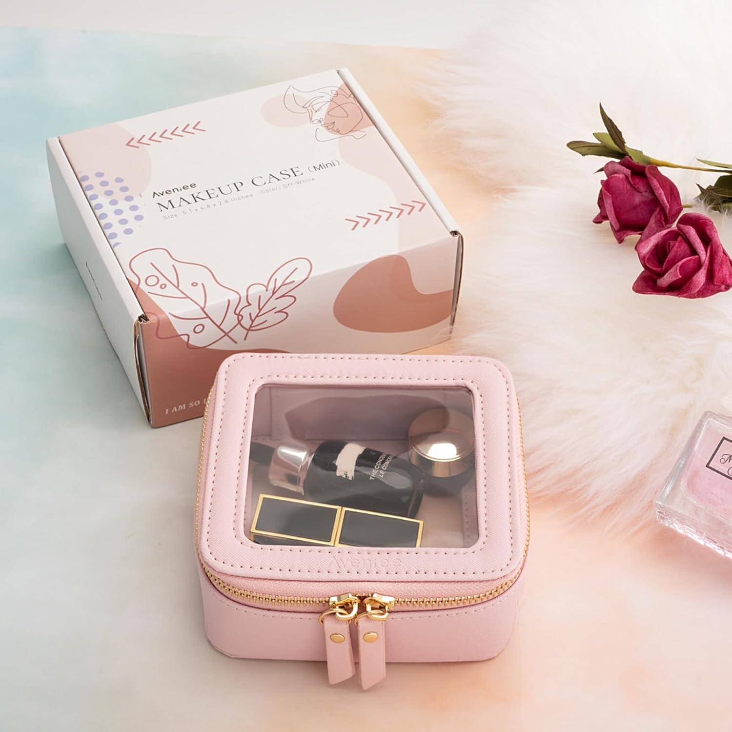 Estuche de Maquillaje Transparente Aveniee Mini Rosa 13x12x6cm