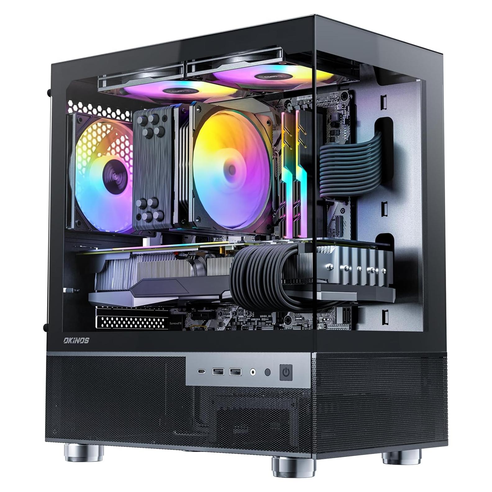 Caja Micro ATX Okinos Aqua 3 con Ventiladores ARGB 120mm