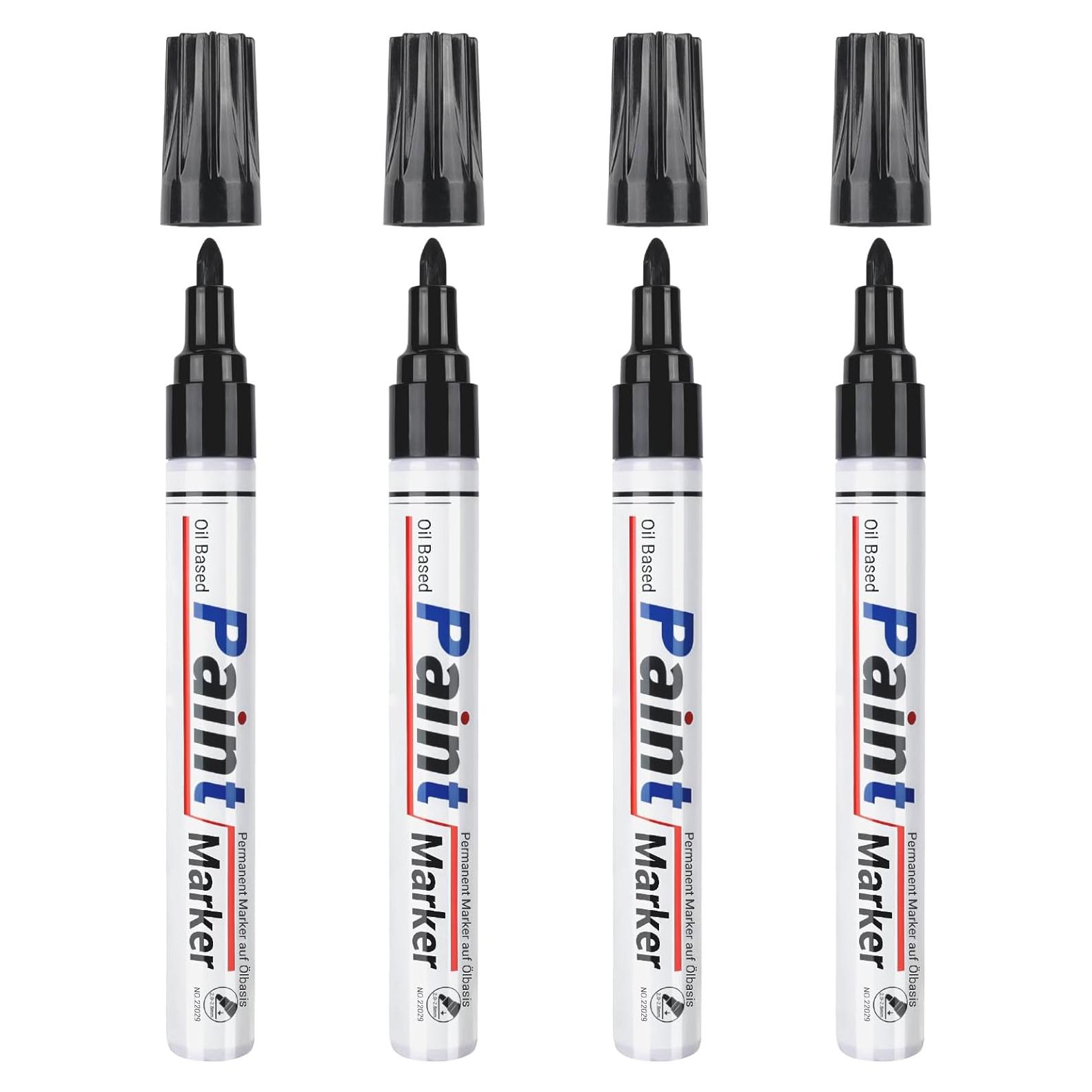 Marcadores Permanentes Negros DAPAWIN - 4 Unidades a Prueba de Agua