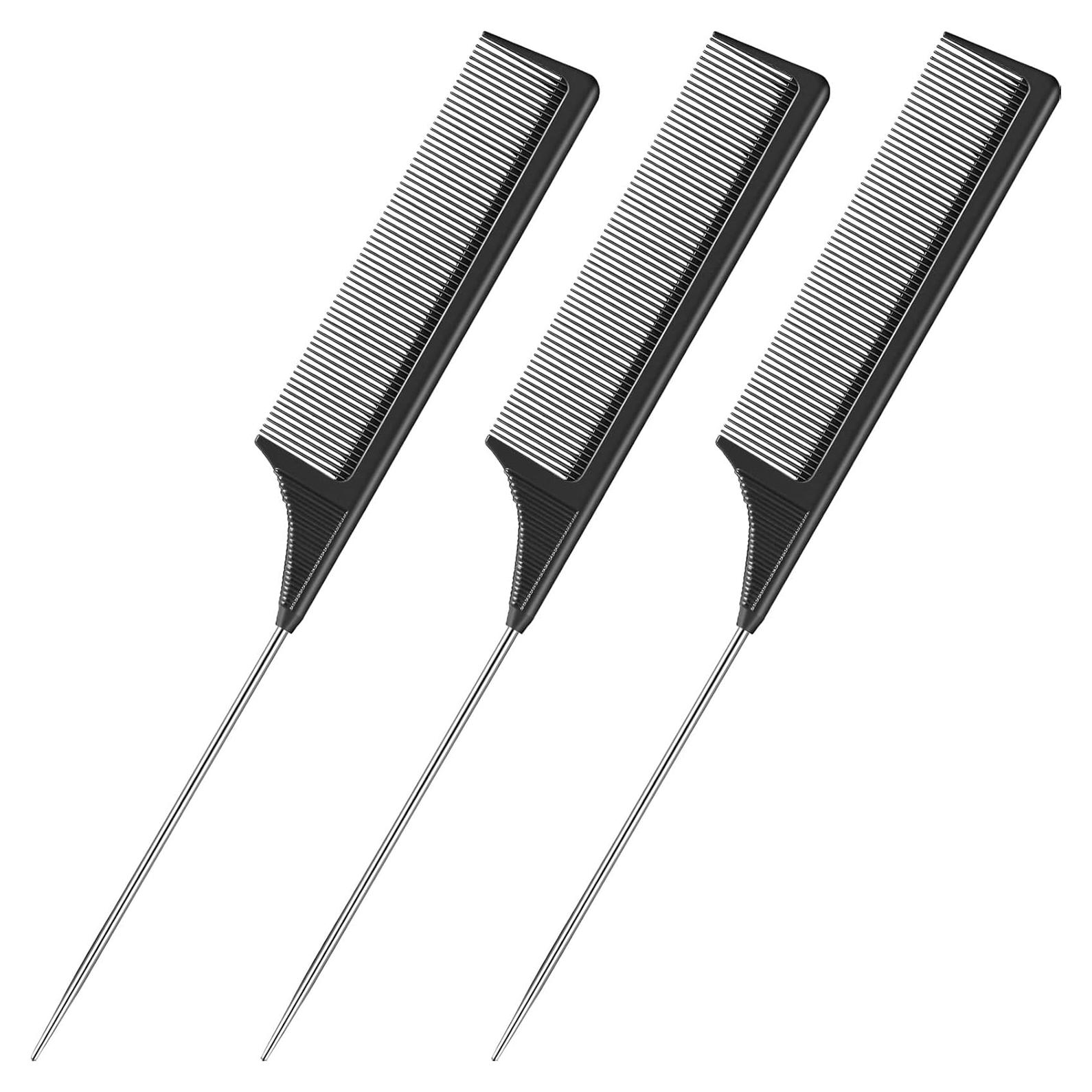 3 Peines de Cola de Rata Leinuosen de Acero Inoxidable Negro