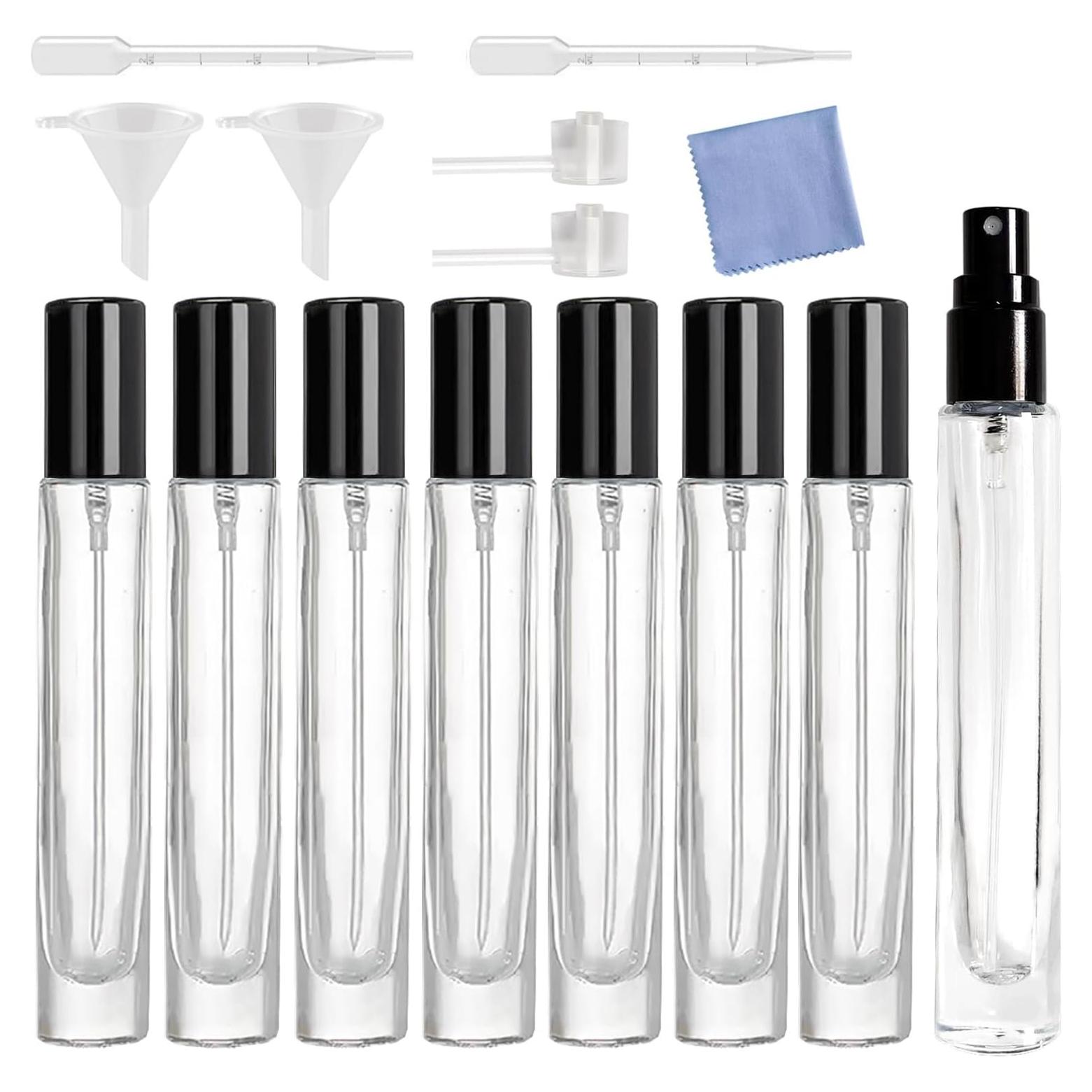 8 Botellas de Spray de Vidrio AGENIZ 10ml Recargables Negro