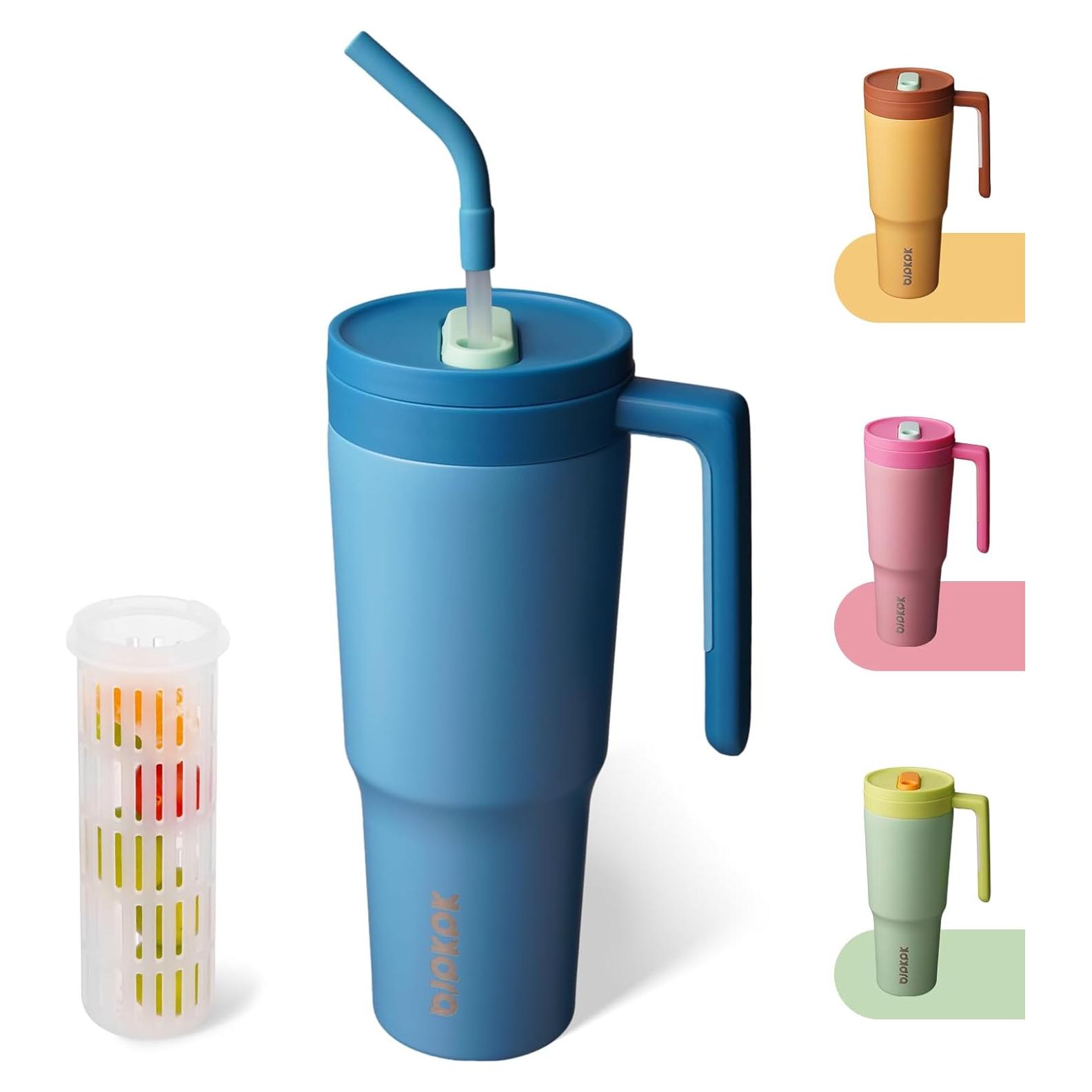 Vaso Aislado BJPKPK 1200ml con Asa y Difusor de Frutas Azul