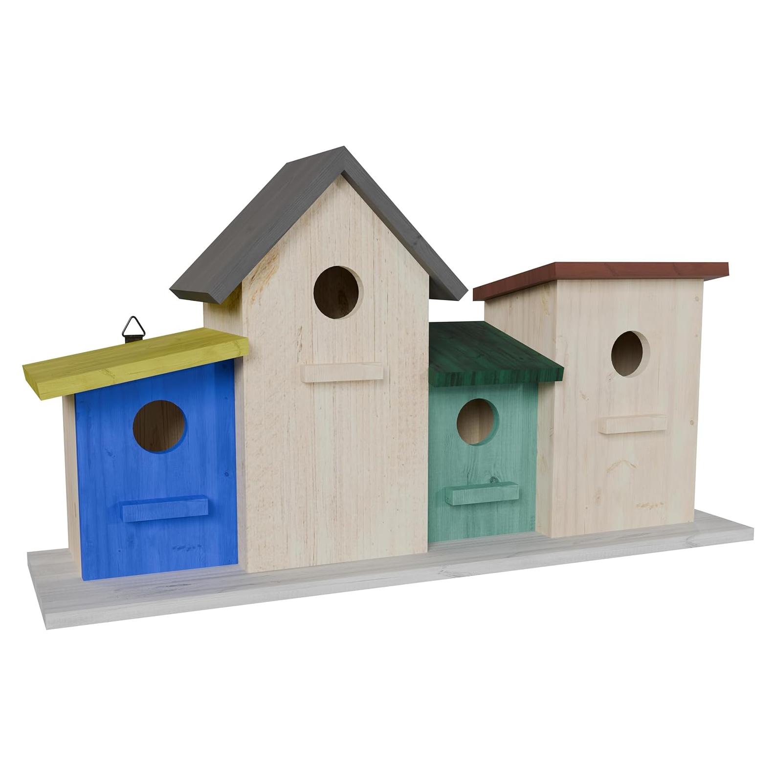 Casa para pájaros 23 Bees 4 agujeros verde azul múltiple