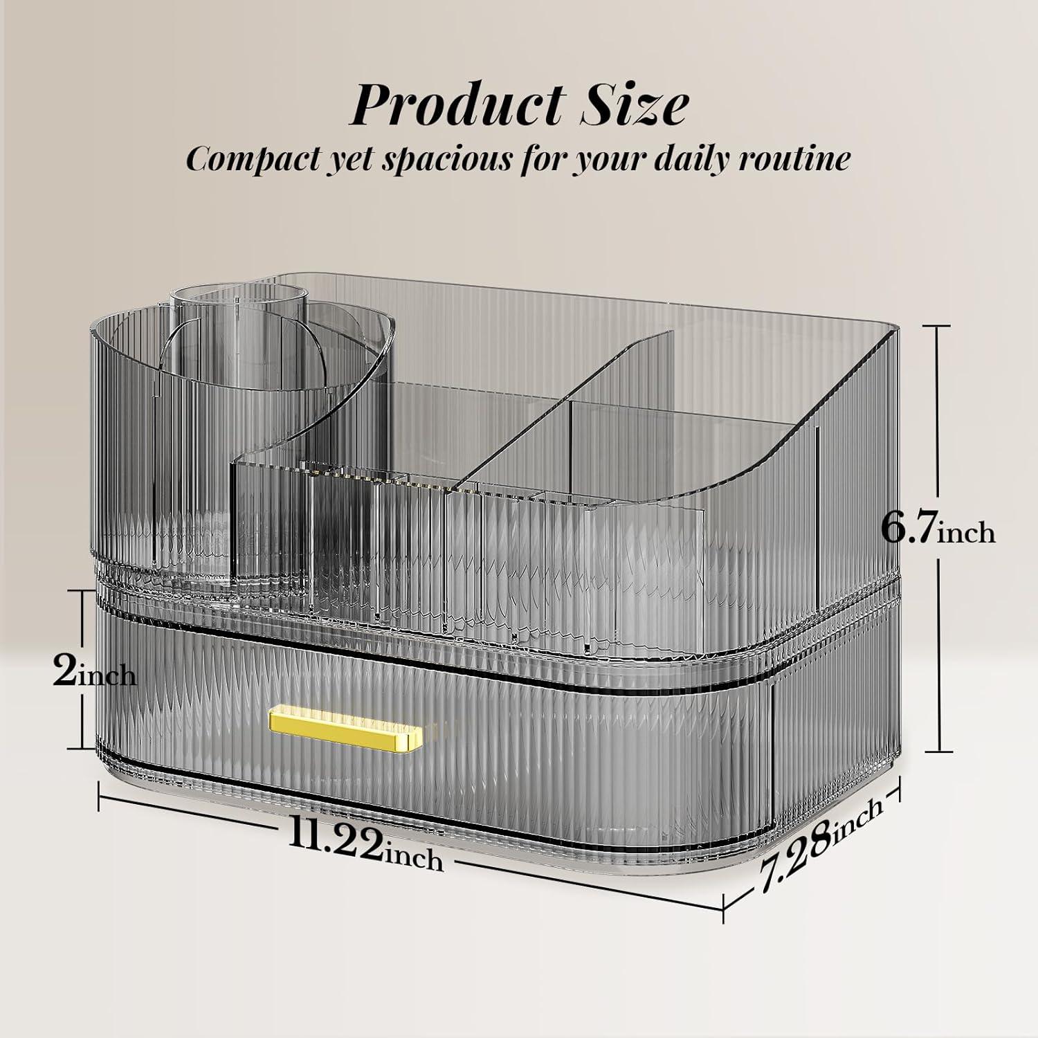 Organizador de Maquillaje Delamu Negro Cristal con Cajones Apilables