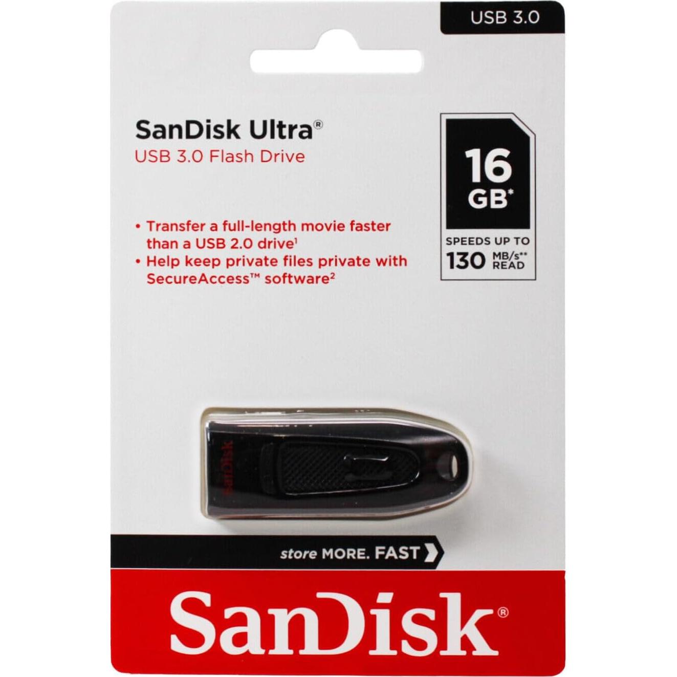 Unidad Flash SanDisk Ultra 16 GB USB 3.0 130 MB/s Negro