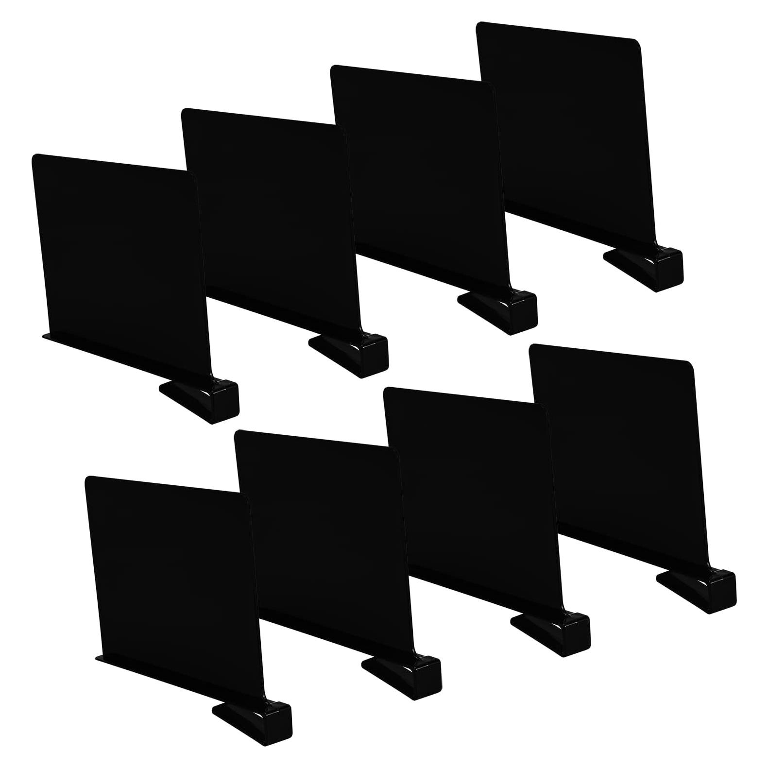 Divisores de Estante Acrílico Sooyee 8 PCS Negro 30.48x20.32 cm