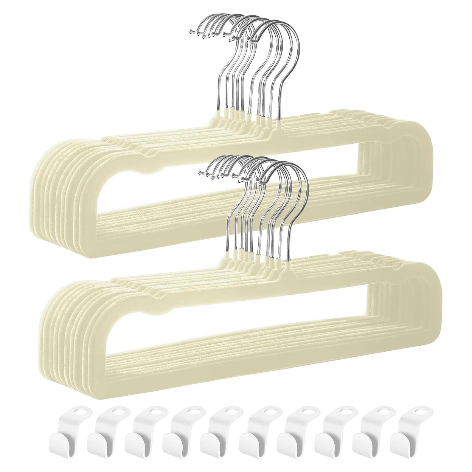 Perchas de Terciopelo HGYZE Ahorra Espacio 20 Unidades Beige