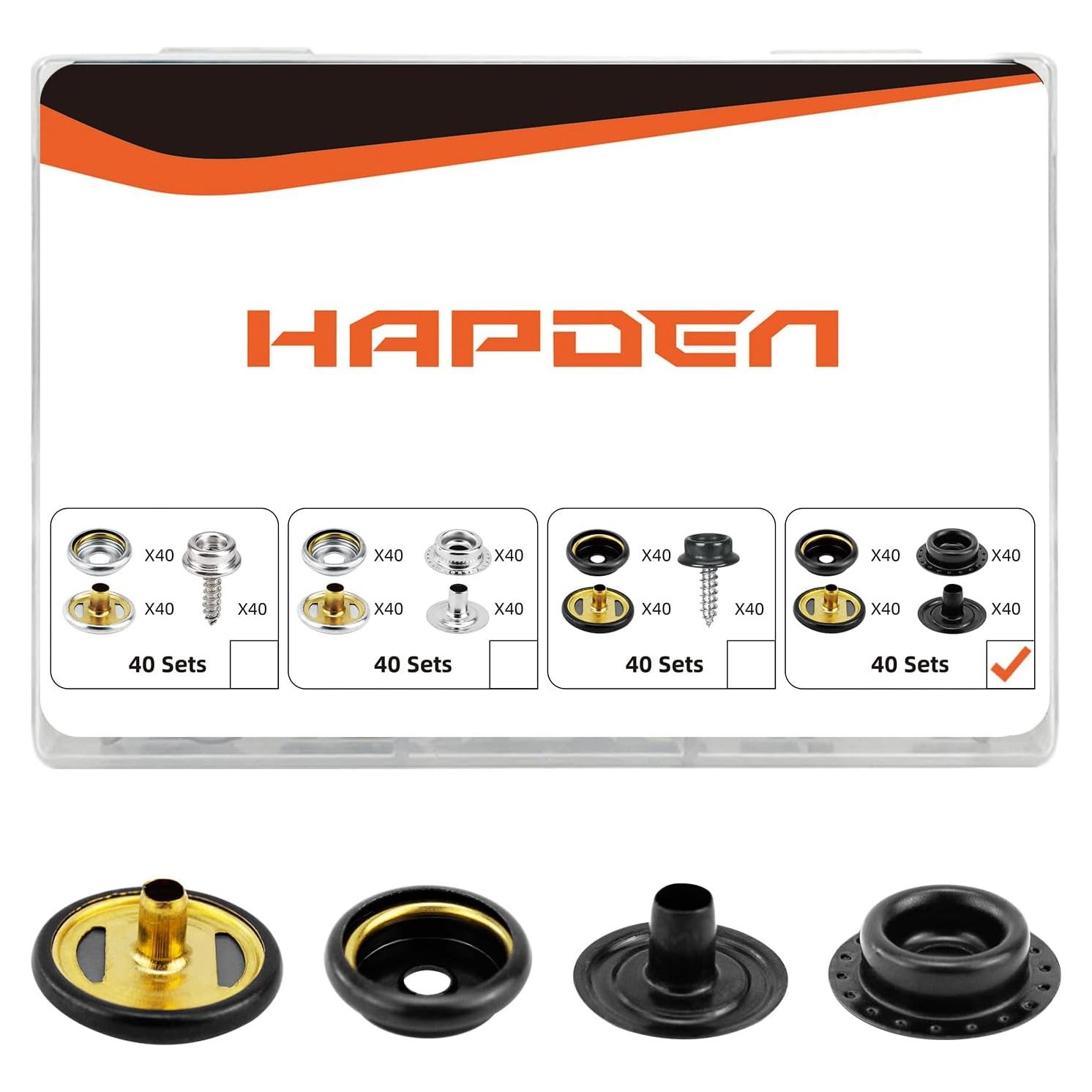 Kit de Botones a Presión HAPDEN 160 Pcs 15mm Acero Inoxidable