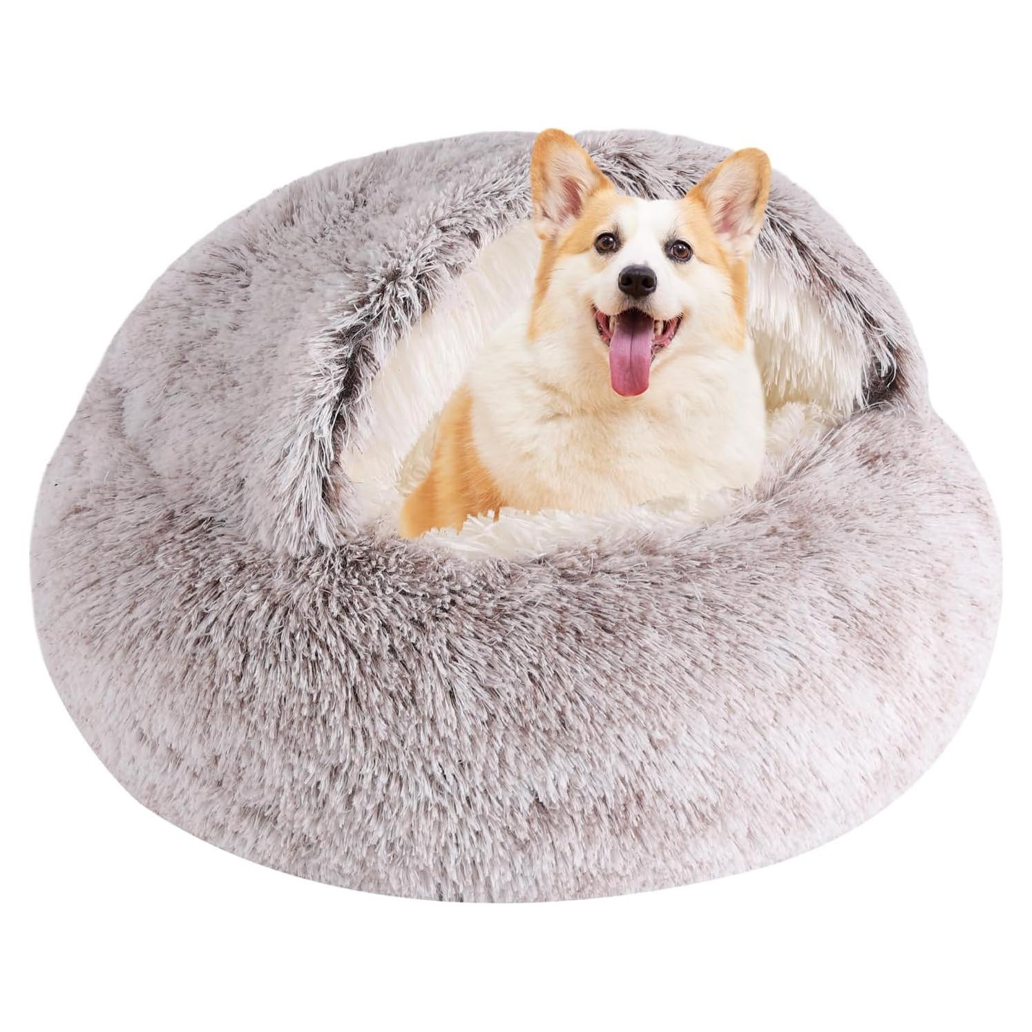 Cama Redonda con Capucha KKBDOO 50x50 cm para Gatos y Perros