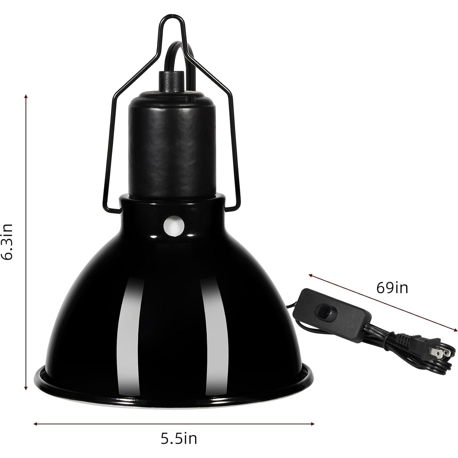 Lámpara de Calor UVB para Reptiles DXOPHIEX 5.5" Domo