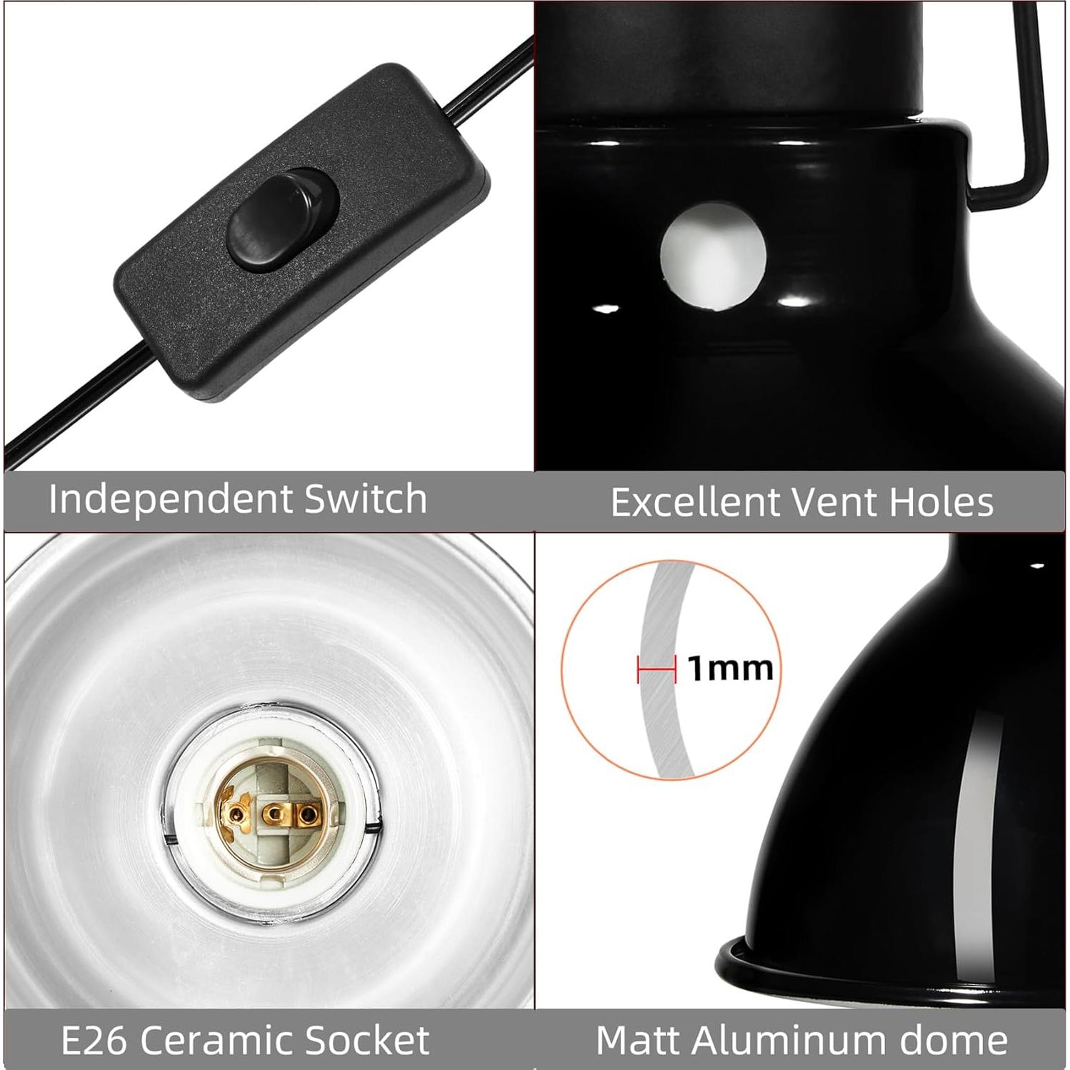 Lámpara de Calor UVB para Reptiles DXOPHIEX 5.5" Domo