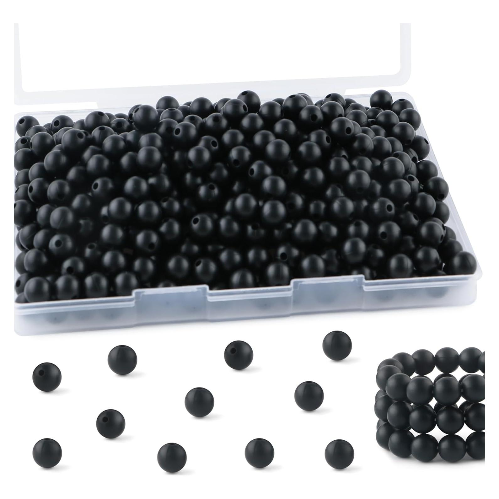 270 Perlas de Silicona Redondas 9mm HHCFAST Color Negro