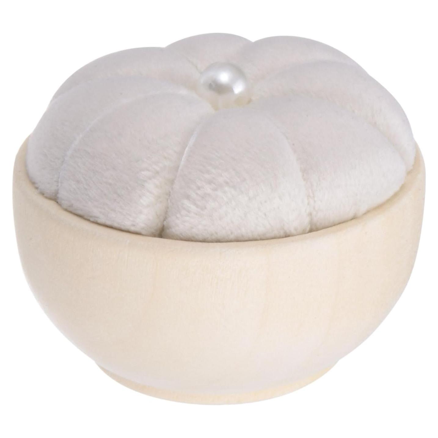 Almohadilla de Agujas HARFINGTON con Base de Madera Crema