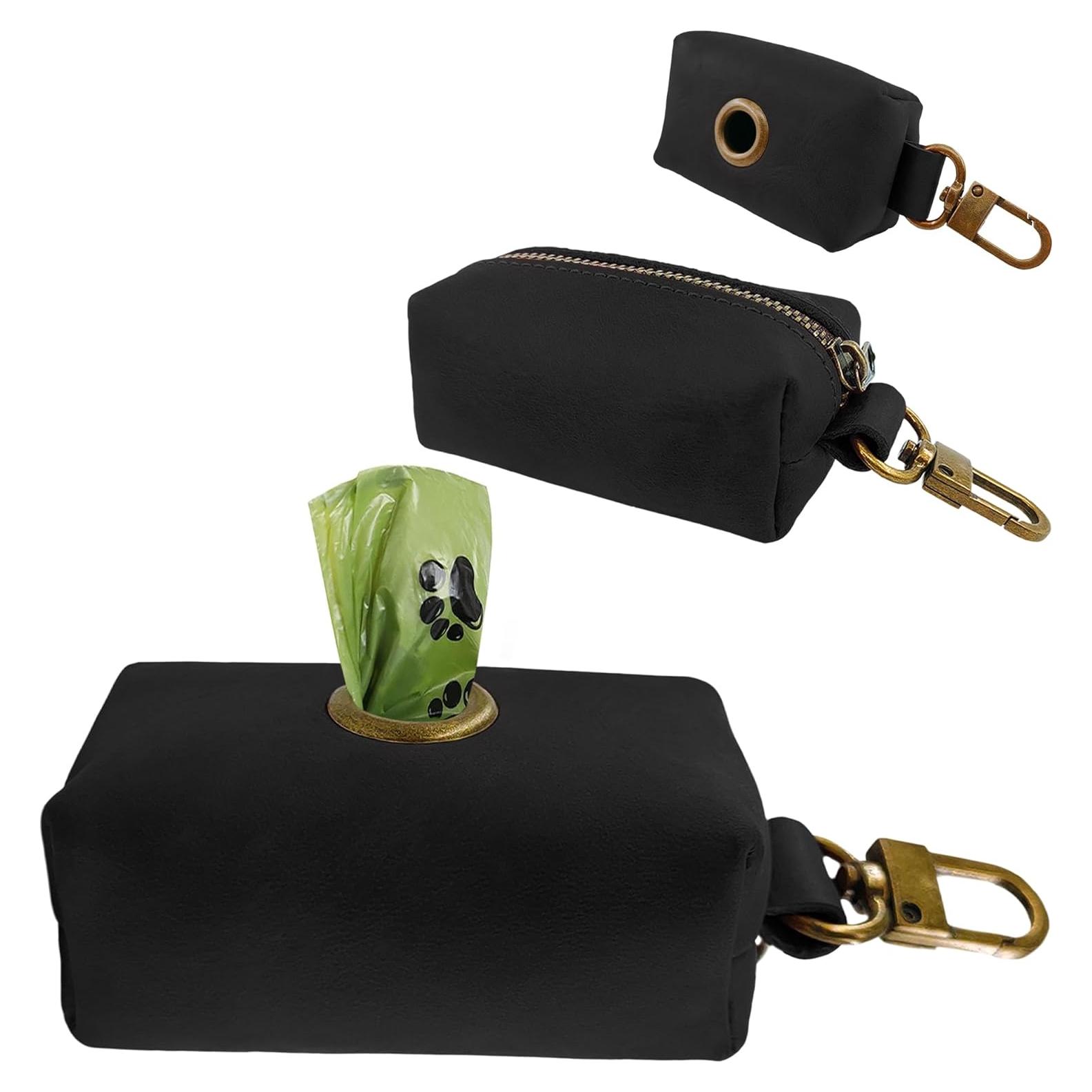 Soporte de Bolsa de Desechos de Perro HIFA - Cuero Negro Premium