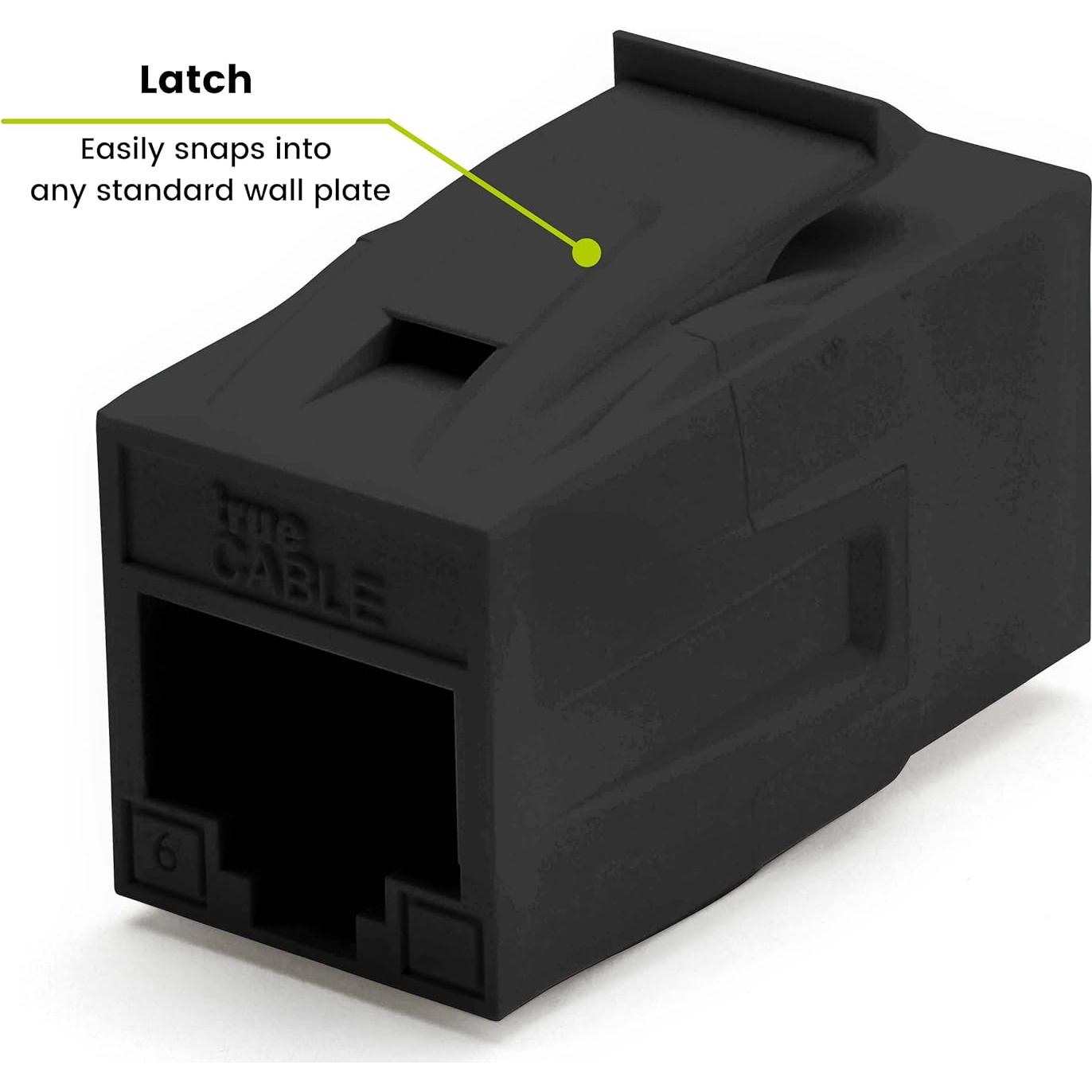 Acopladores RJ45 Keystone trueCABLE Cat6 Negro 2 Piezas