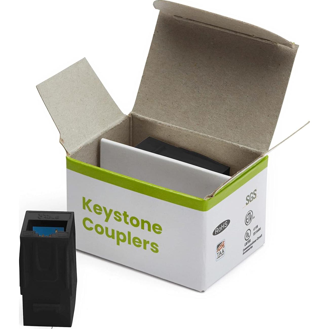 Acopladores RJ45 Keystone trueCABLE Cat6 Negro 2 Piezas