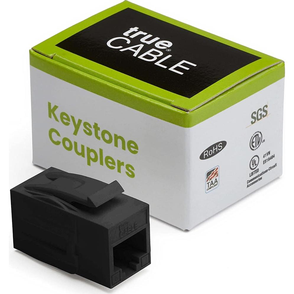 Acopladores RJ45 Keystone trueCABLE Cat6 Negro 2 Piezas