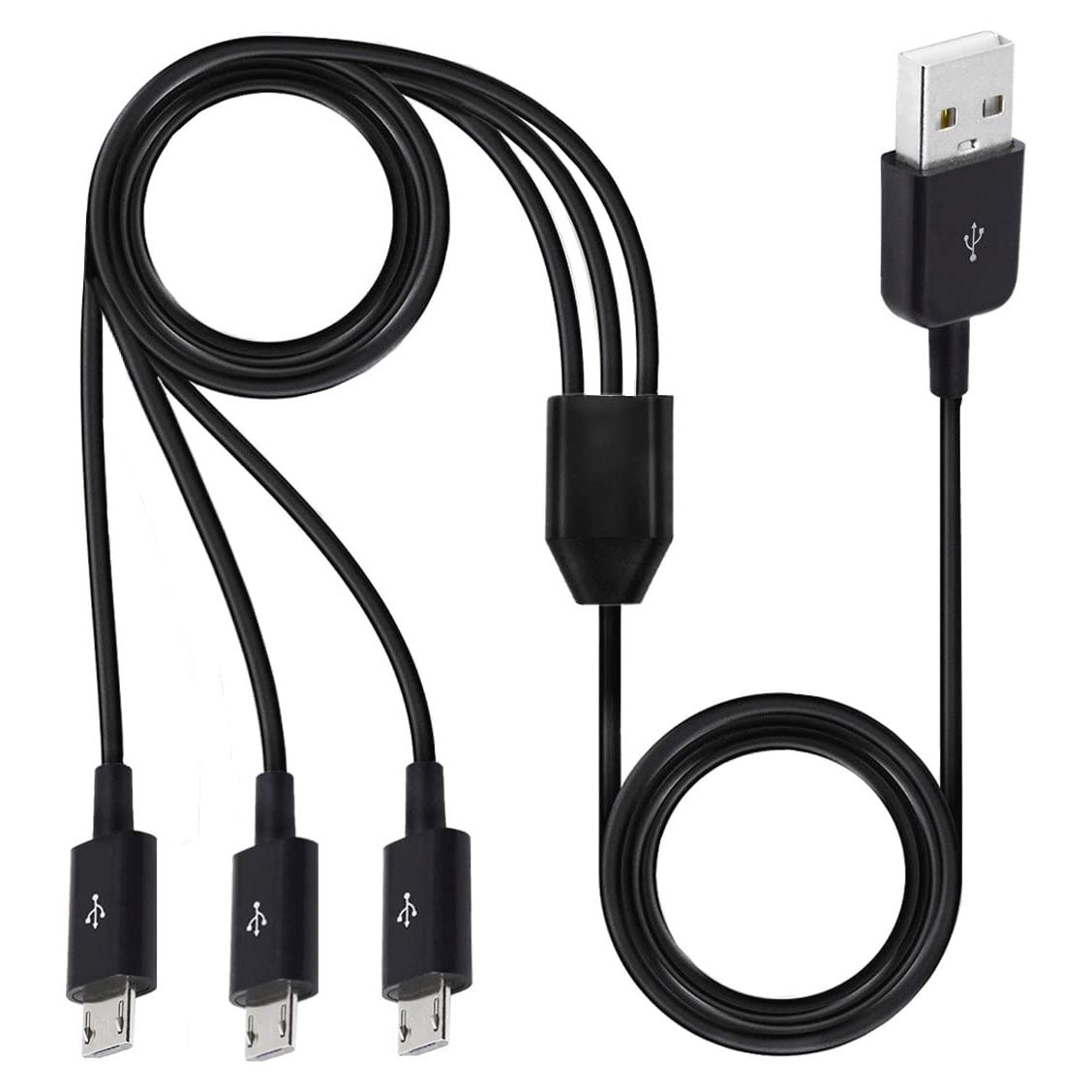 Cable Divisor Micro USB 3 en 1 Herfair 0.91m Carga Rápida
