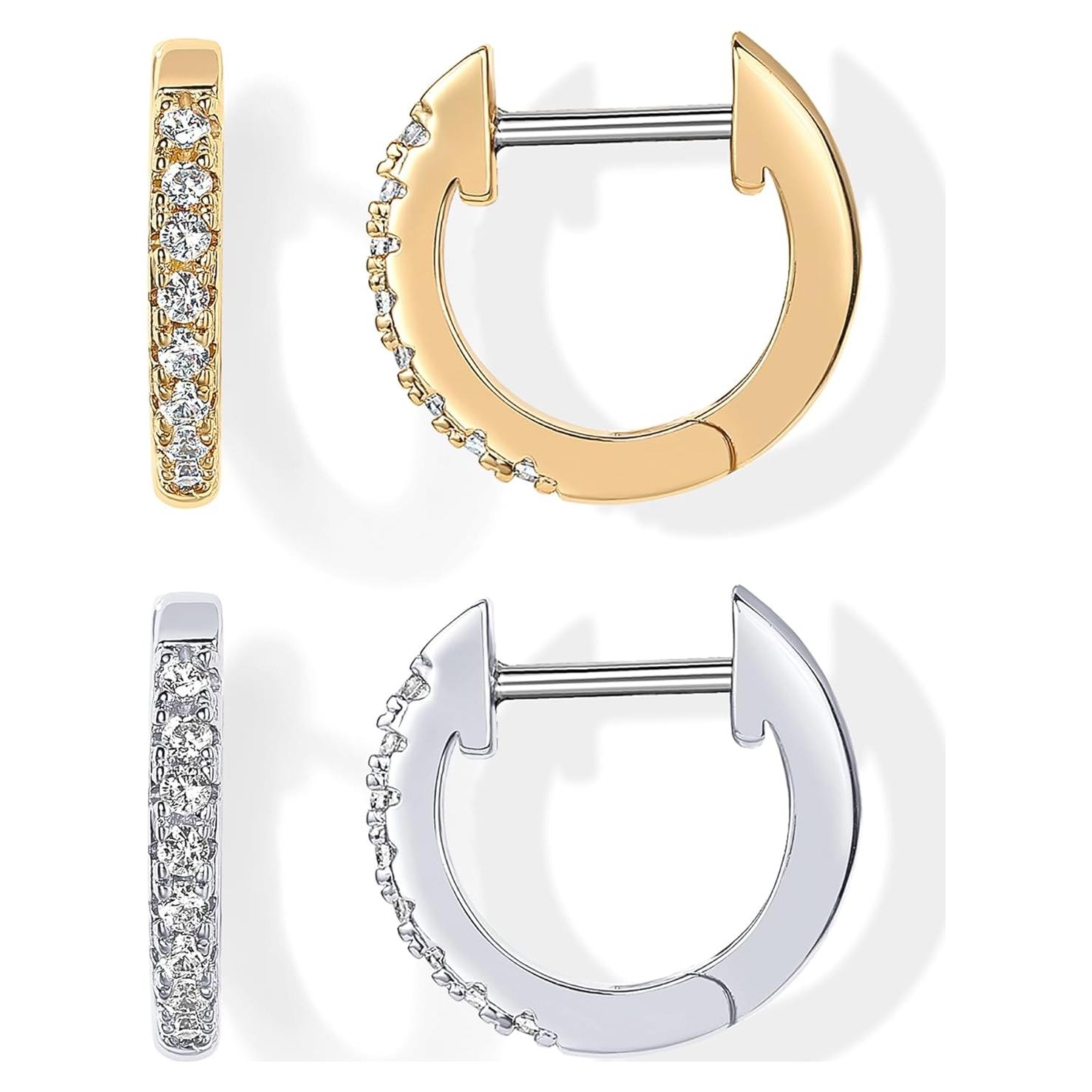 Pendientes Huggie de Zirconia Cúbica PAVOI Chapados en Oro 14K