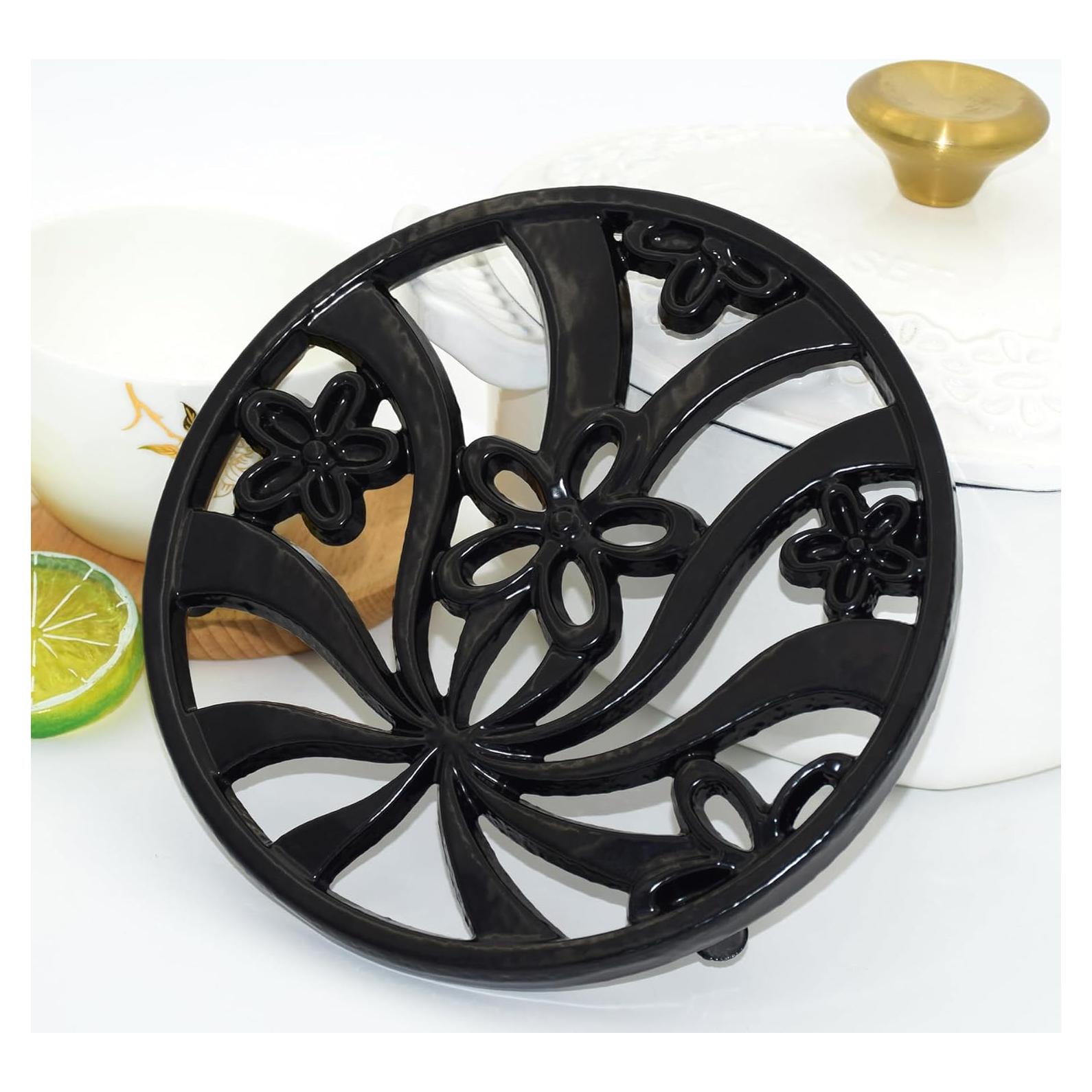 Trivet de Hierro Fundido Minluful 17.78 cm Negro Vintage