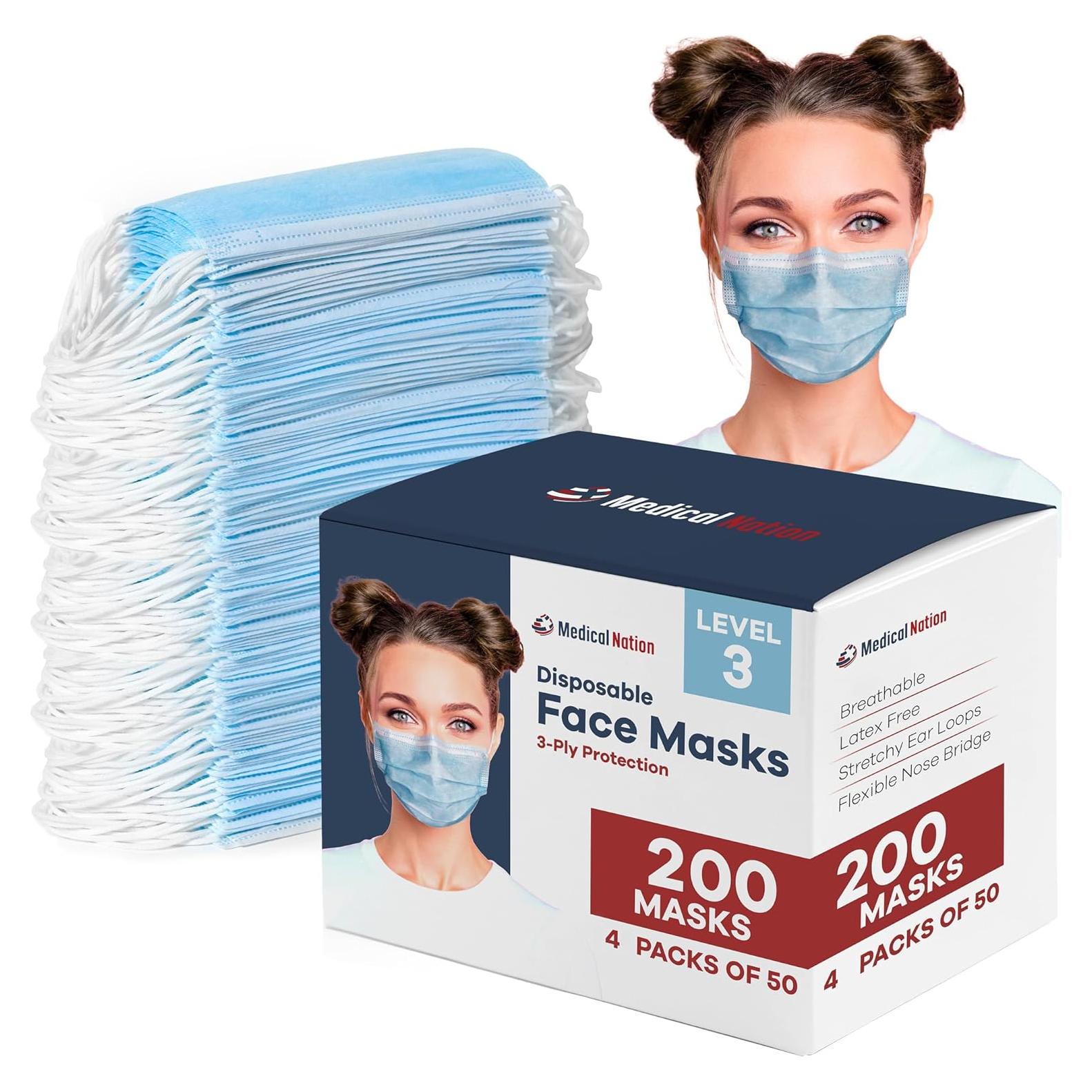 Paquete de 200 mascarillas desechables azules - 3 capas