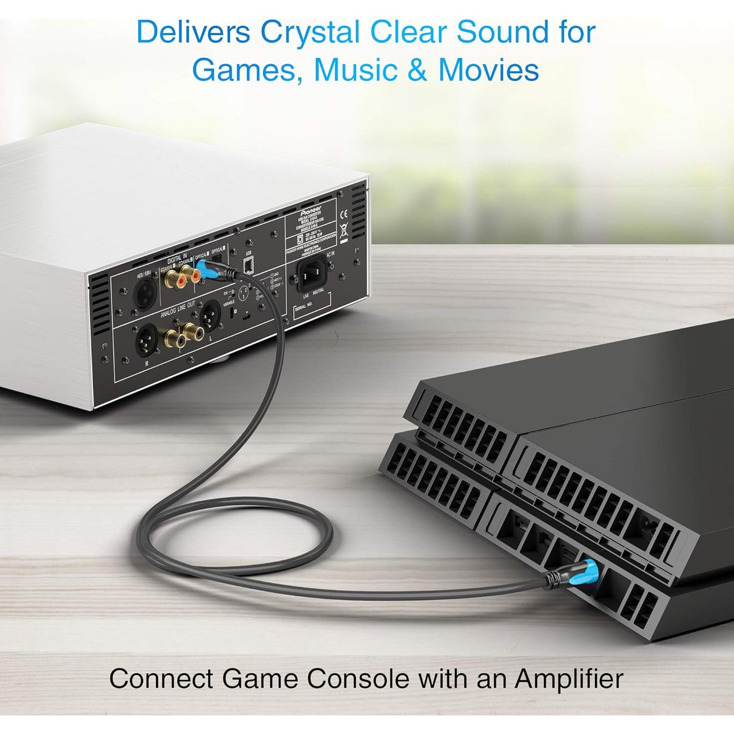 Cable de Audio Óptico Toslink BlueRigger 0.46m - Baño de Oro 24K