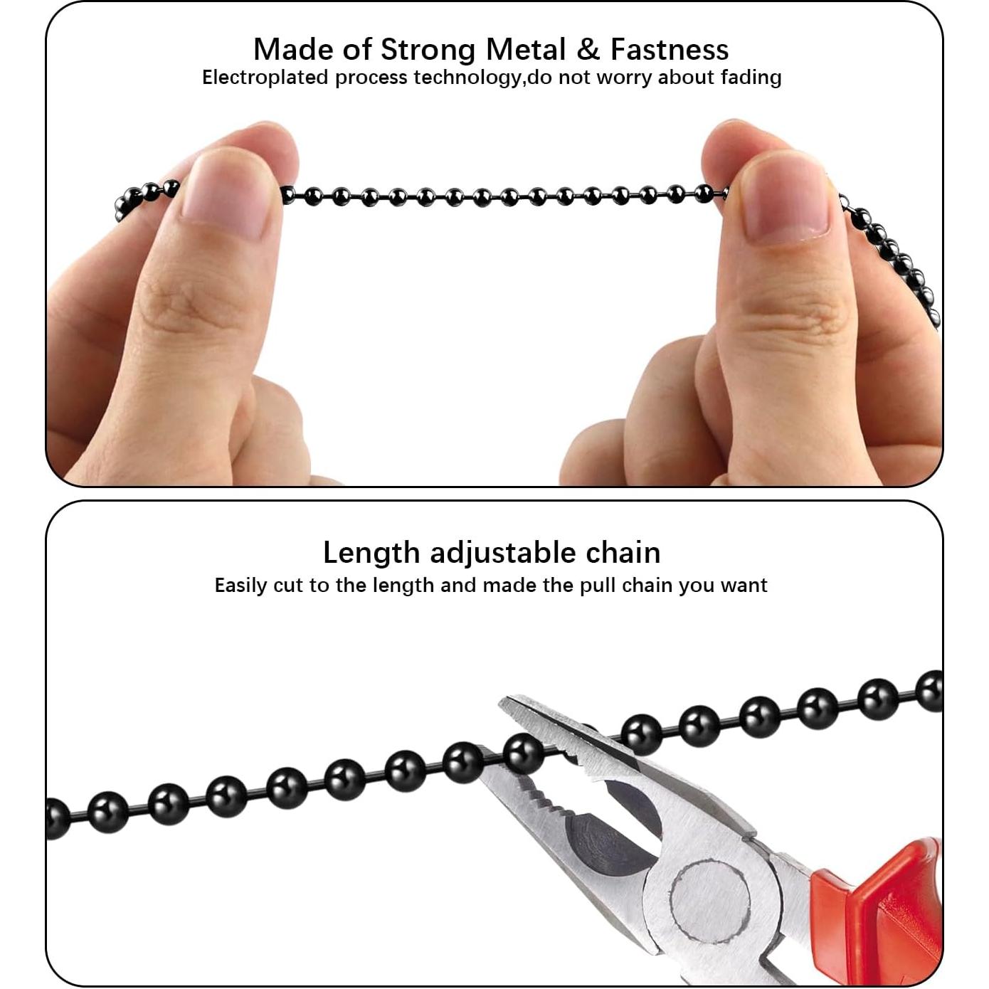 2 Cadenas de Tirar para Ventilador de Techo Dotlite 30cm Negras