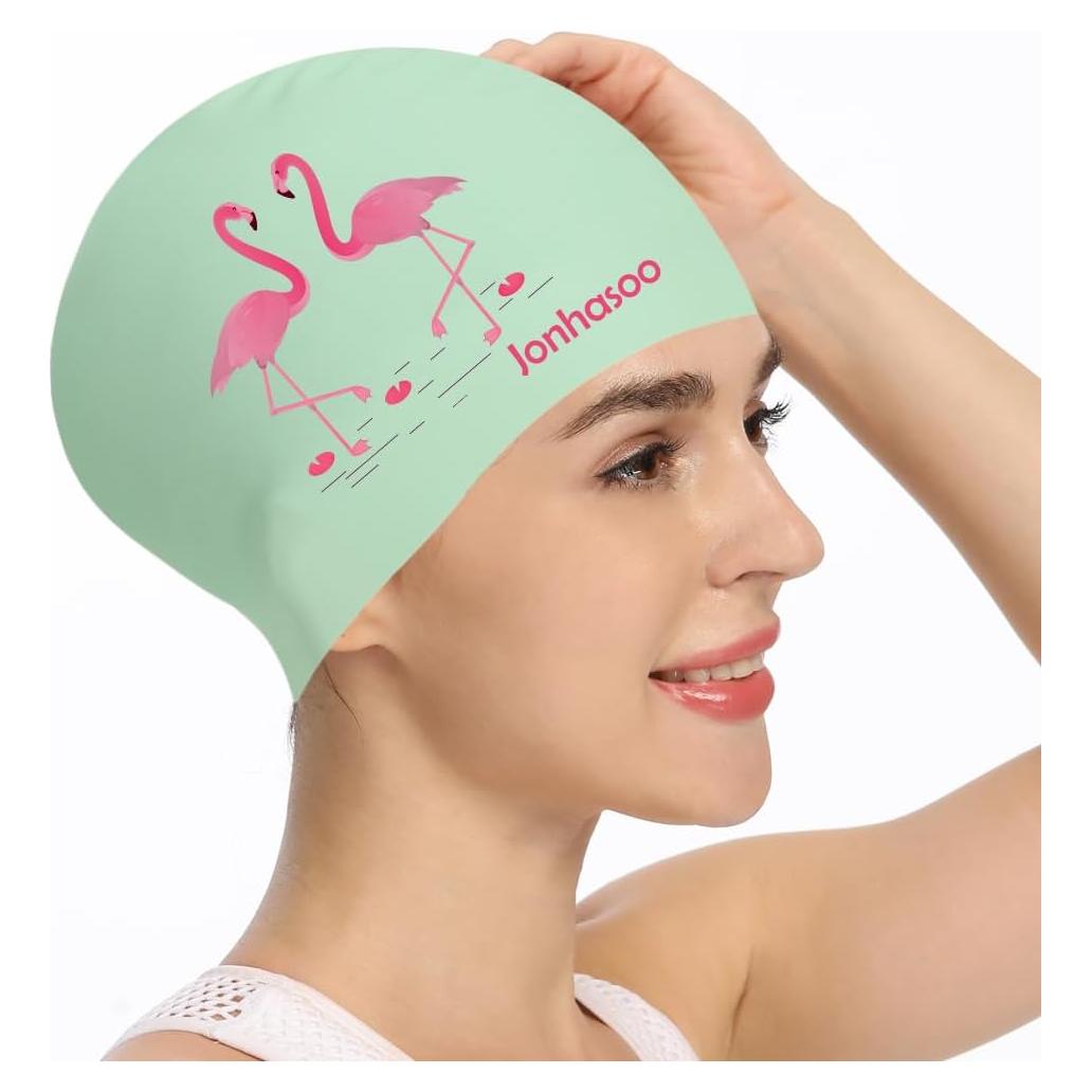 Gorro de natación de silicona Jonhasoo para mujeres - Verde