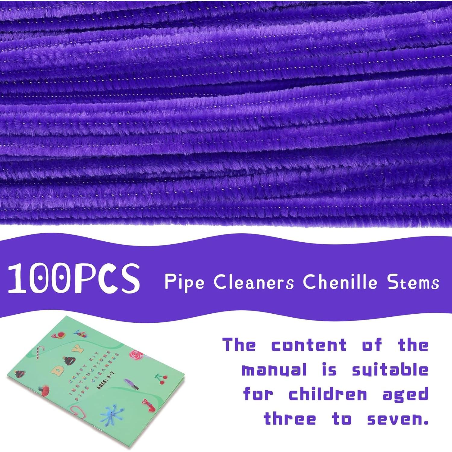 100 Limpiapipas Chenille Púrpura Profundo Giwrmu para Manualidades