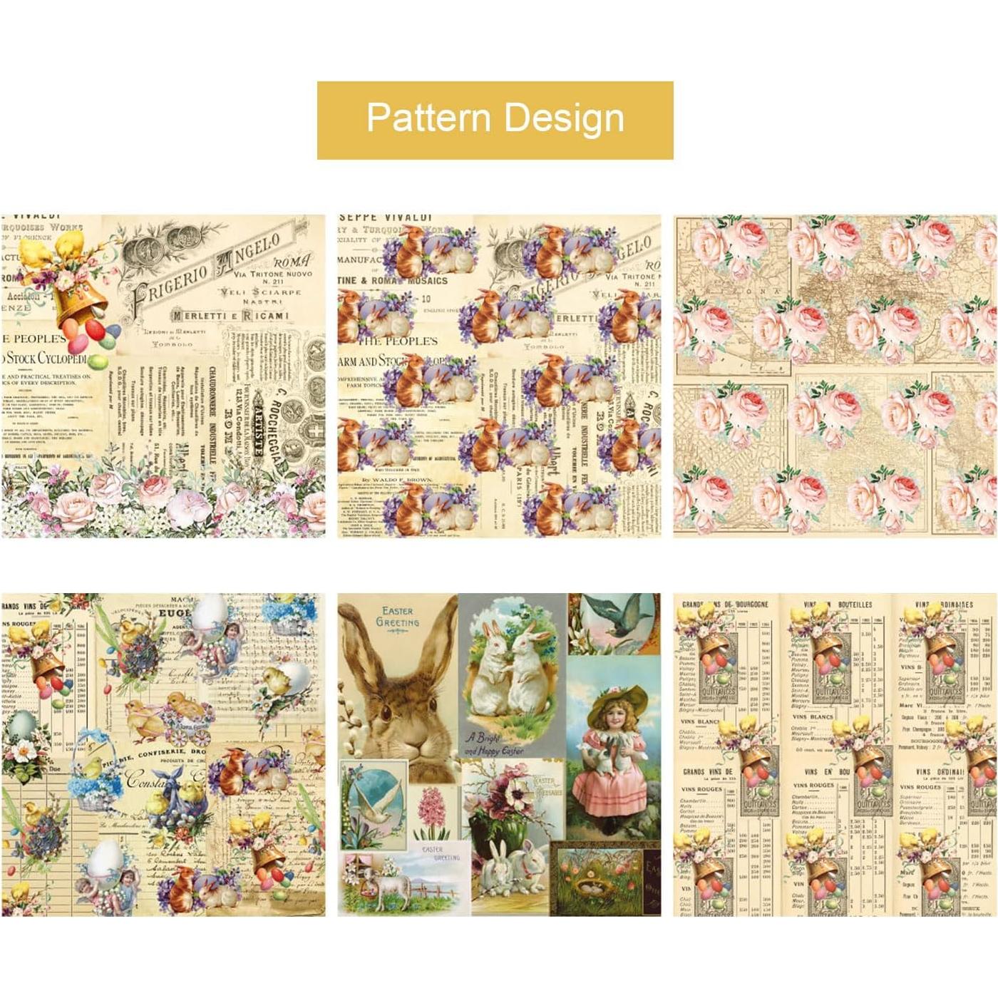 Conjunto de Papel de Patrón de Pascua Sorkwo 24 Hojas 15.24 cm