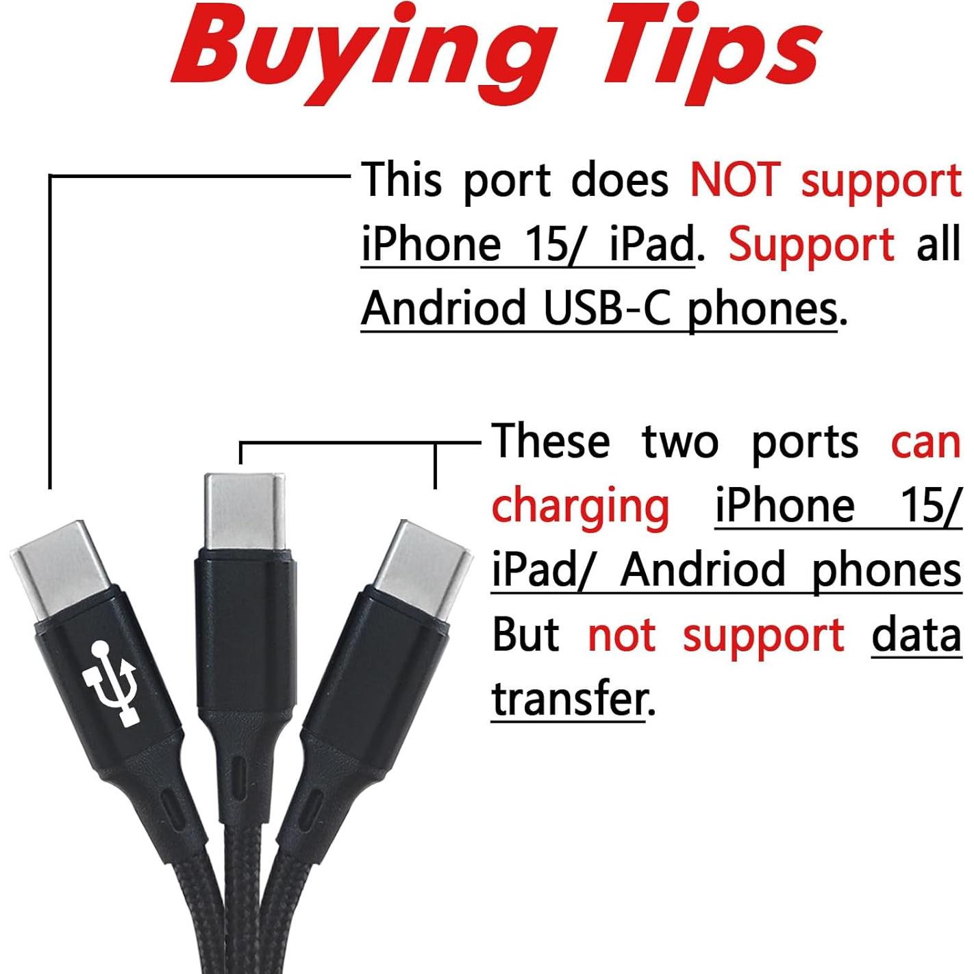 Cable USB C 3 en 1 Awnuwuy 0.18m Negro - 2 Pack