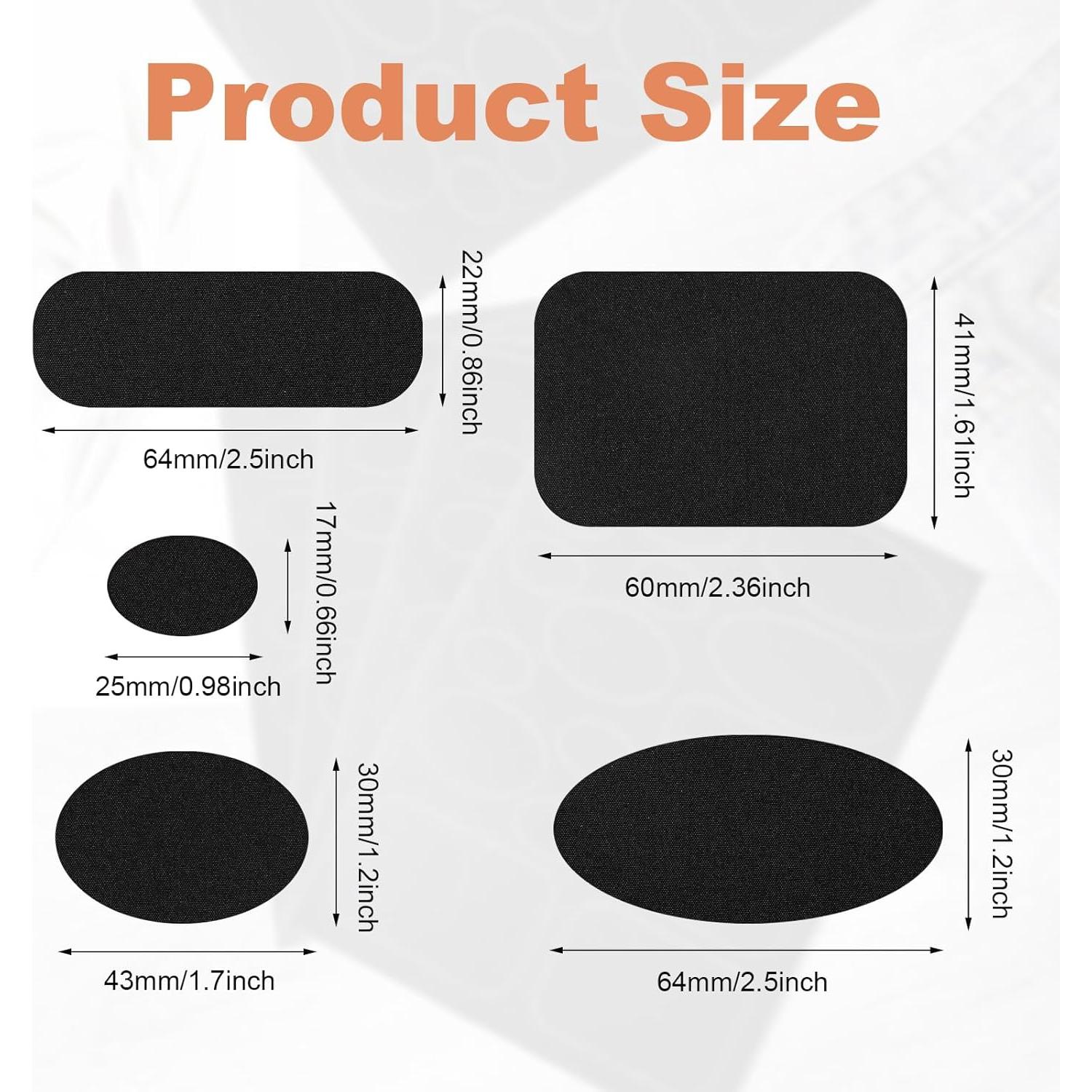 5 Parches de Reparación Autoadhesivos para Chaquetas de Plumas - Negro