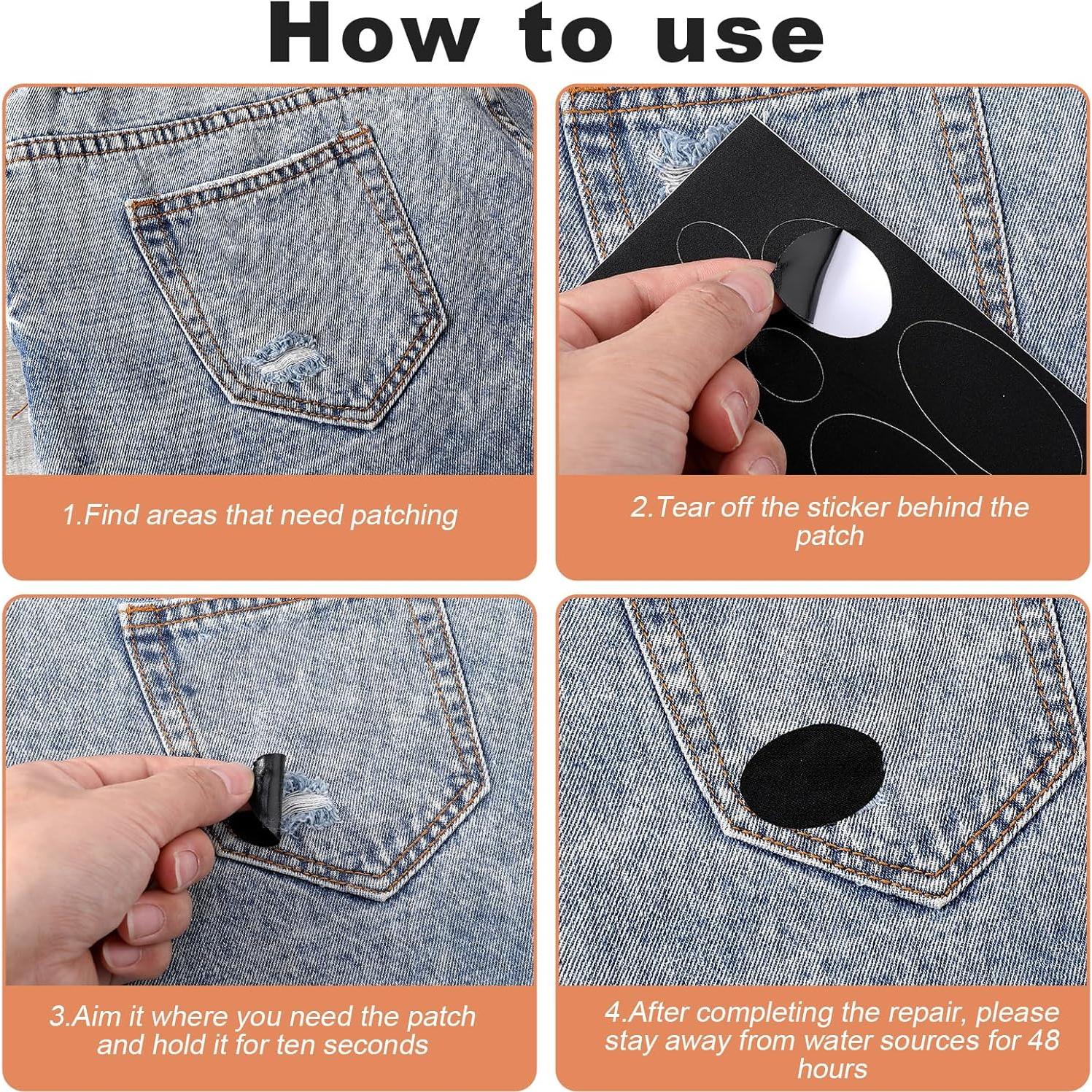 5 Parches de Reparación Autoadhesivos para Chaquetas de Plumas - Negro