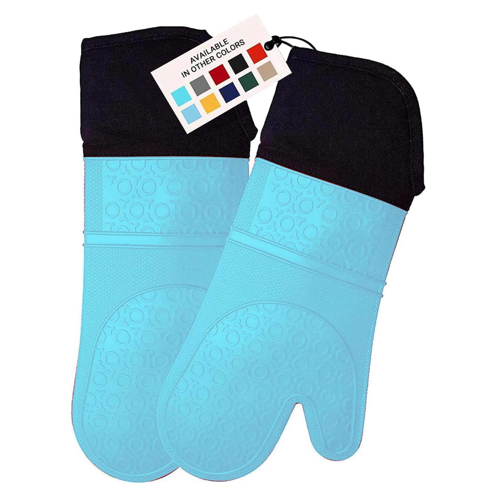 Manoplas de Horno Silicona HOMWE 37.3 cm Aqua Antideslizantes