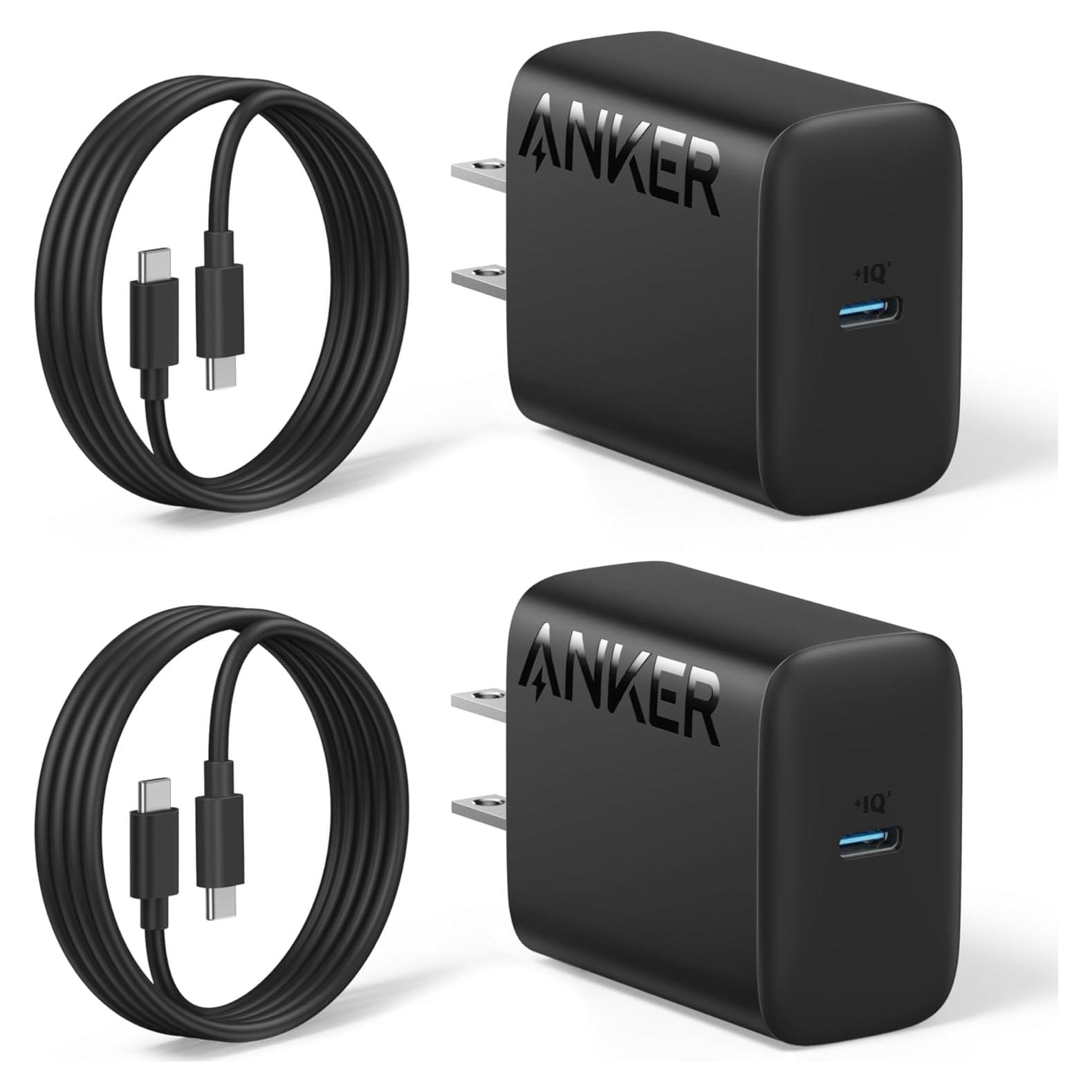 Cargador Anker 25W USB-C Rápido + 2 Cables de 5 pies