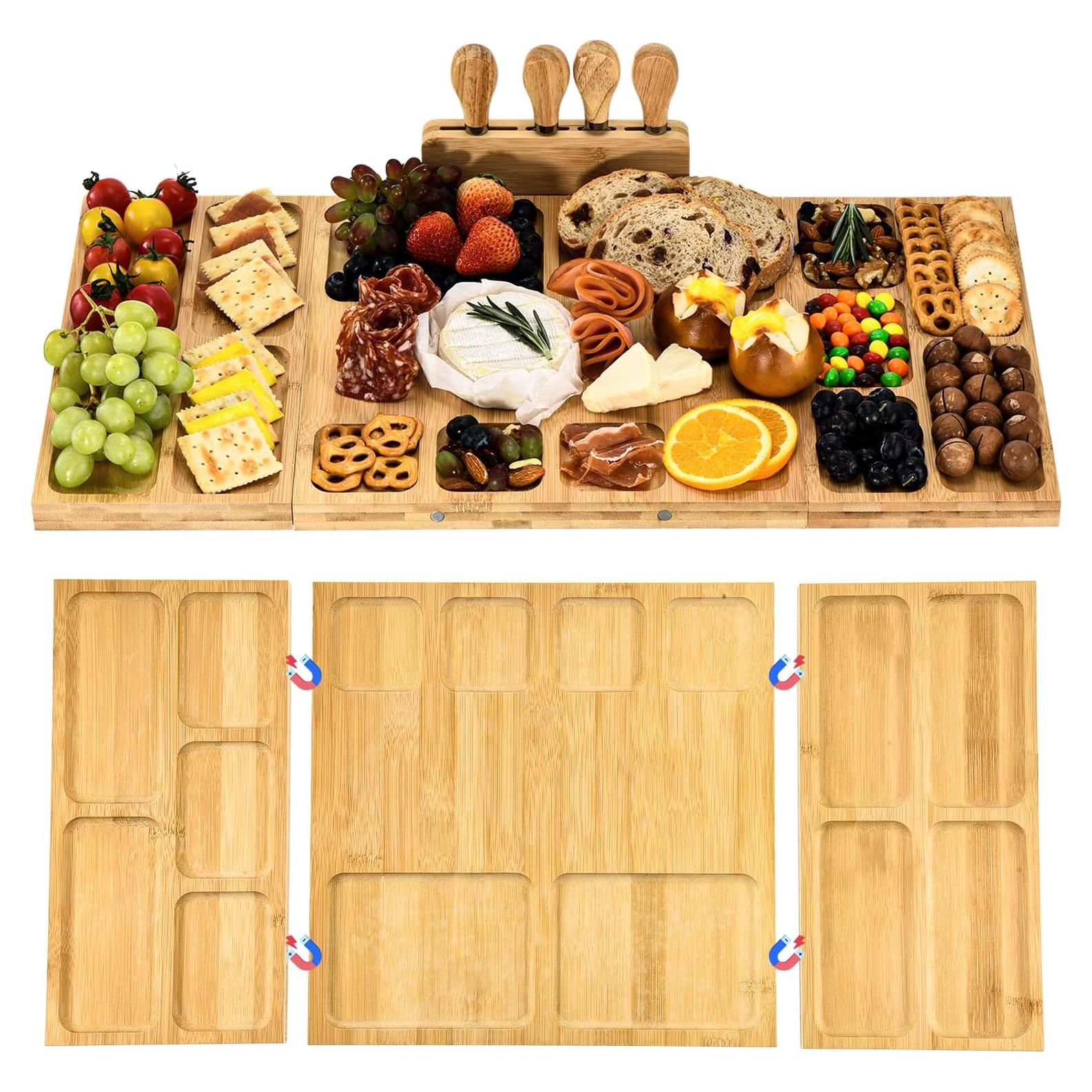 Tabla de Charcutería GLOKUUCA 3 en 1 de Bambú Extra Grande