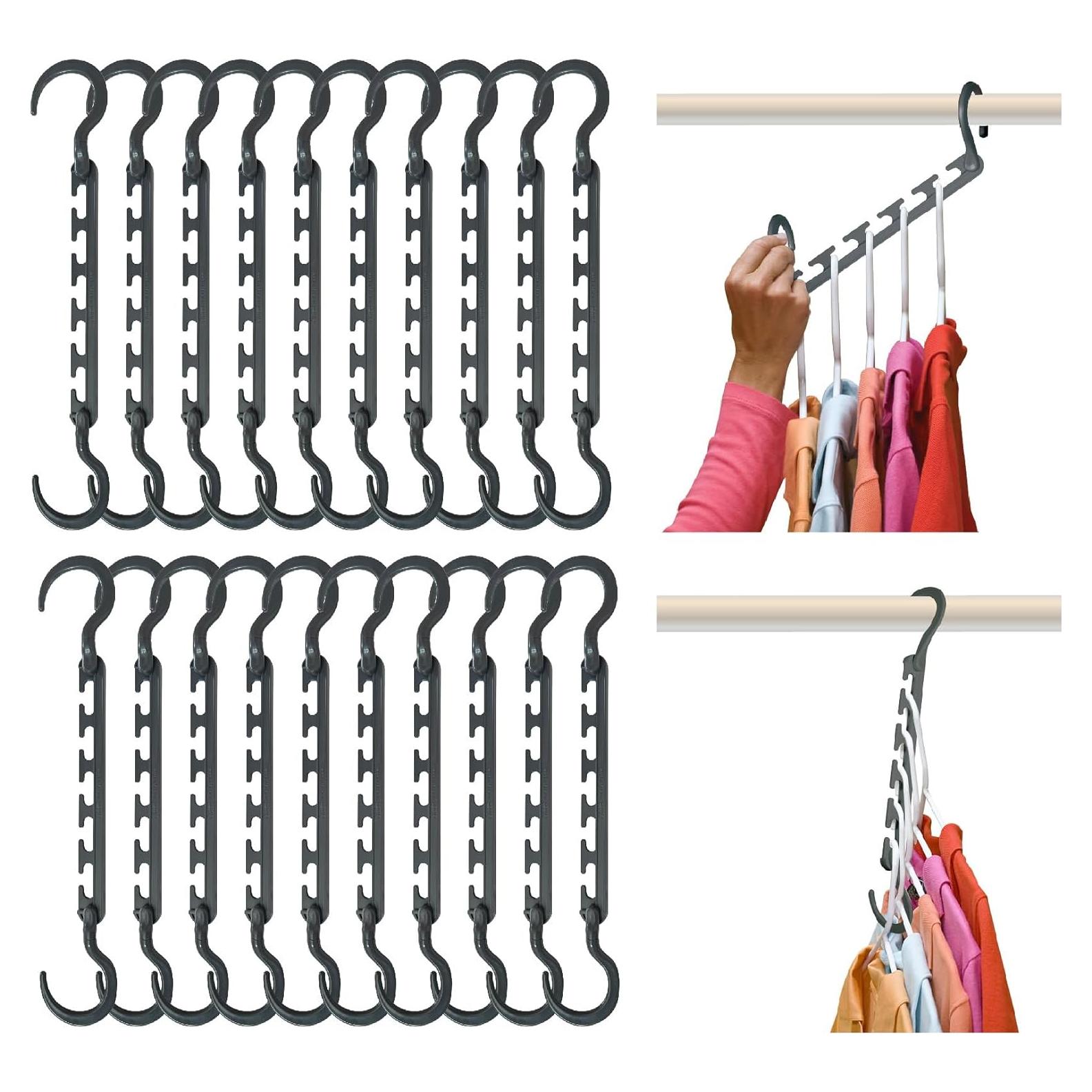 Wonder Hanger Max - Paquete de 20 Perchas Ahorra Espacio Gris
