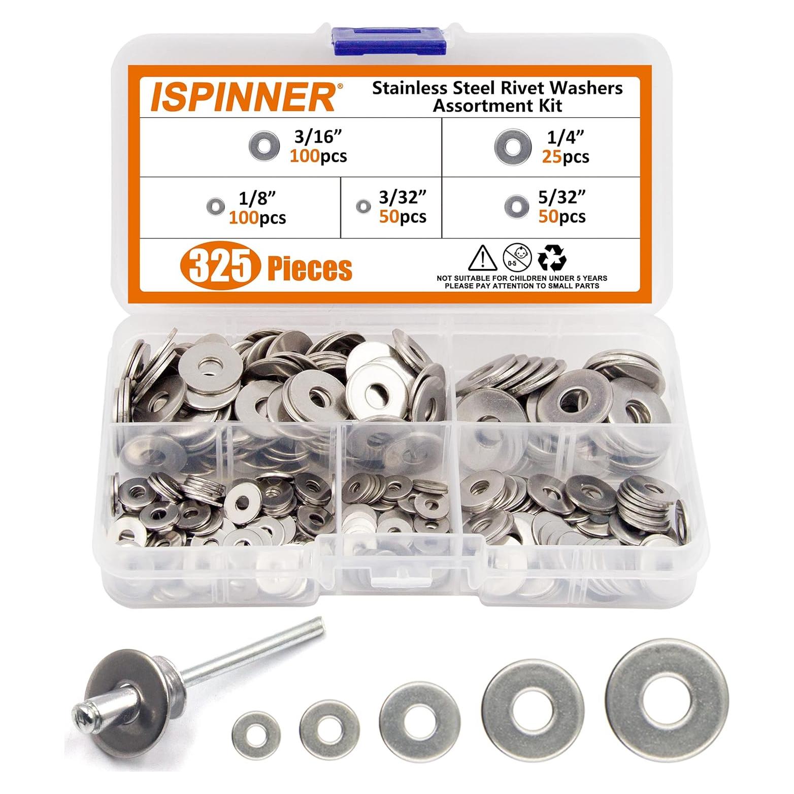 Kit de Arandelas de Remache de Respaldo 325 Piezas Acero Inoxidable