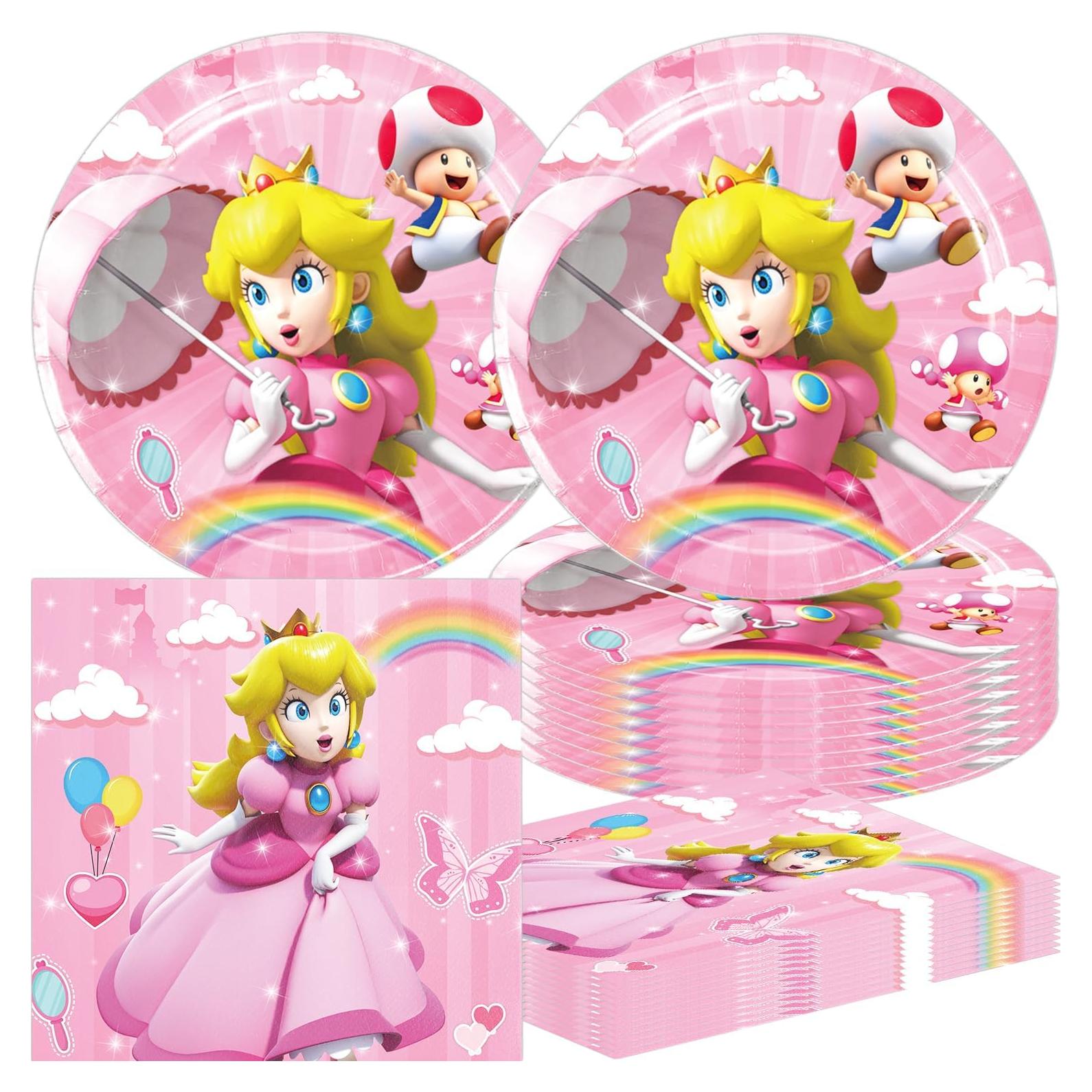 Suministros Fiesta Cumpleaños Princesa Peach 40 Pcs - DoMiDoLa