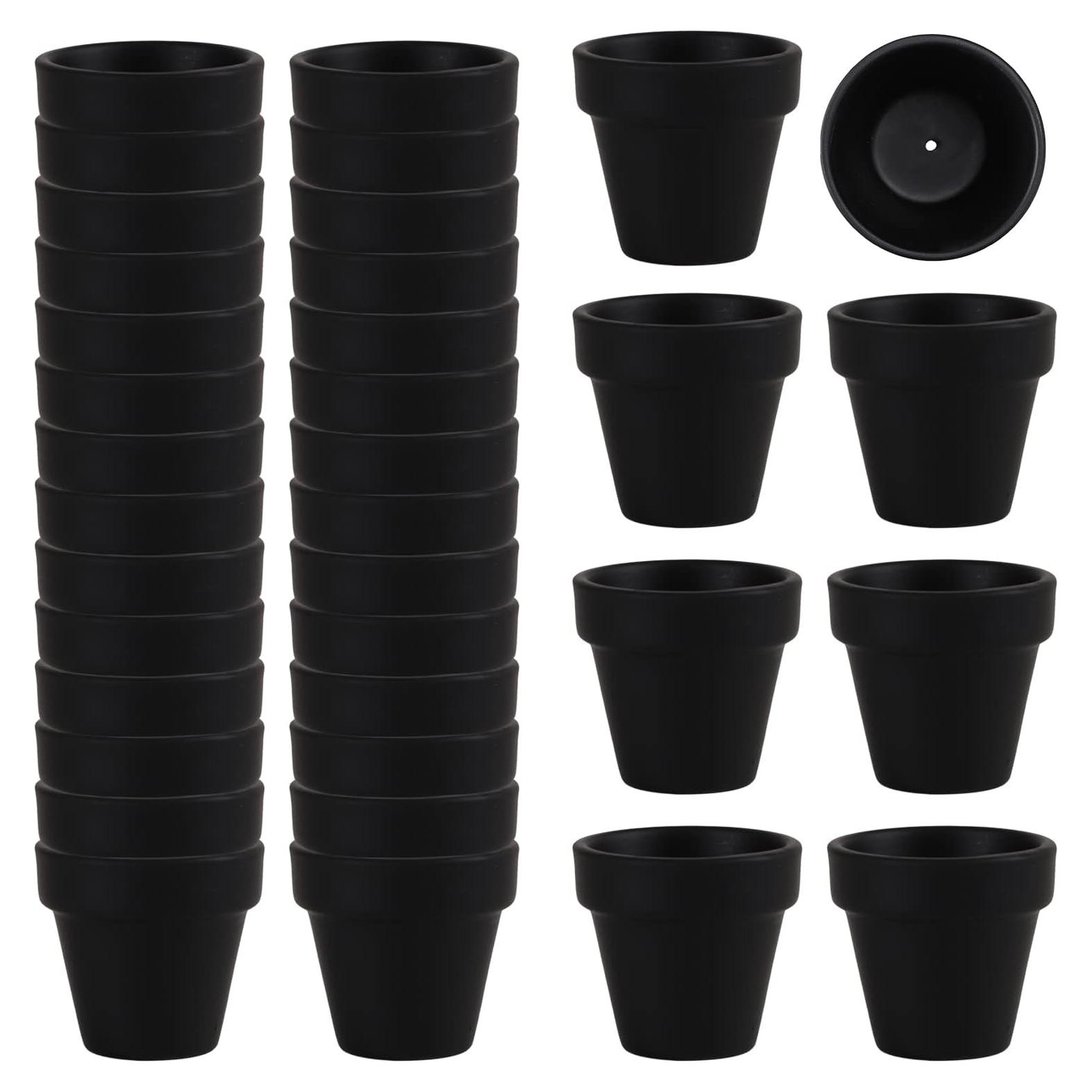 36 Macetas Negras de Arcilla 5.08 cm con Drenaje Fcacti