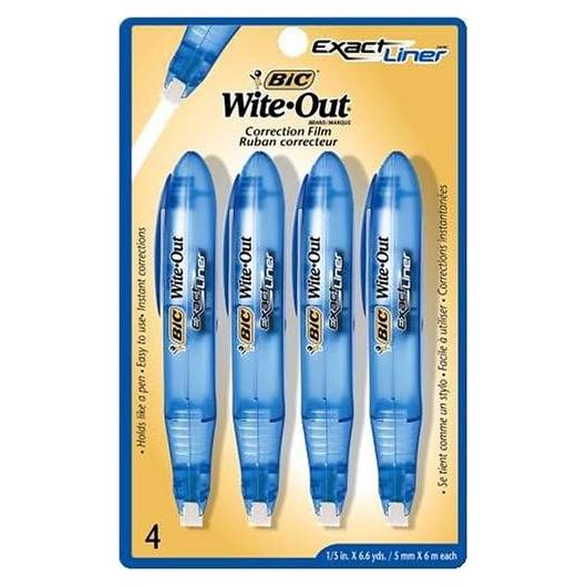 Cinta Correctora BIC Wite-Out Exact Liner Blanca 4 Cintas